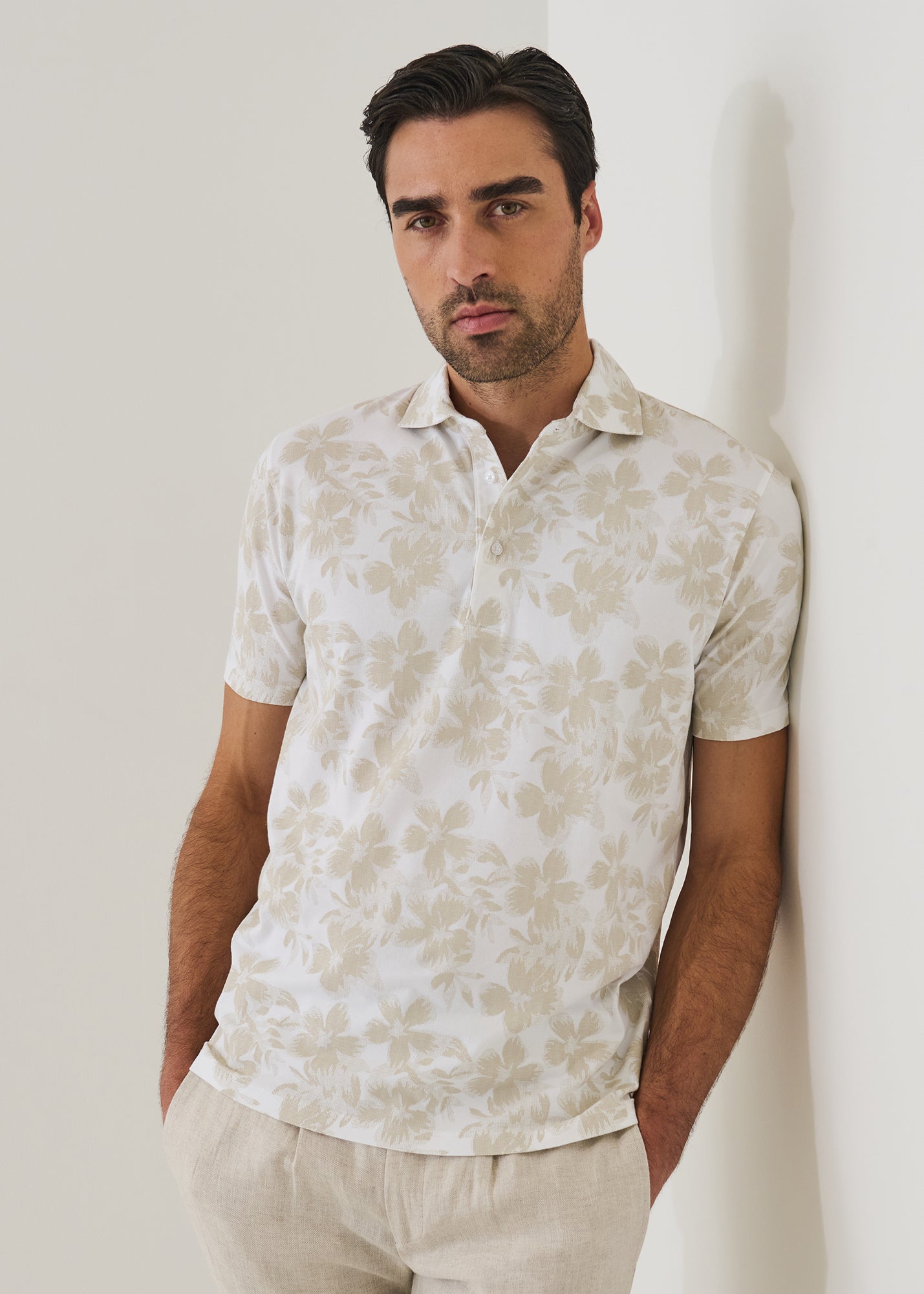 Pima Cotton Stretch Tropical Print Polo - PATRICK ASSARAF