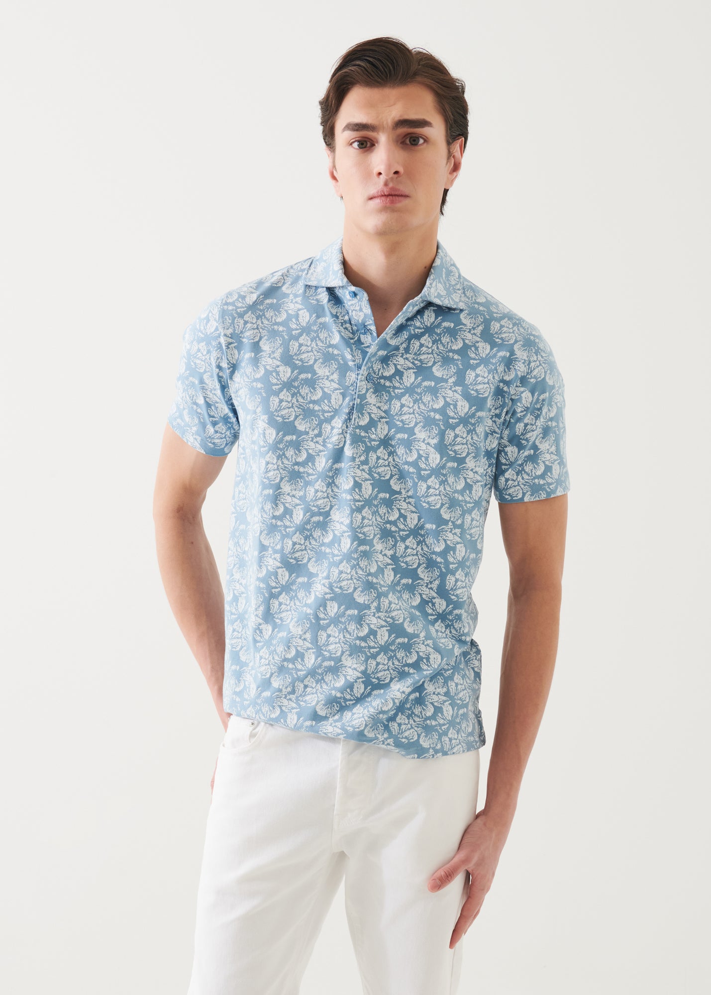Pima Cotton Stretch Printed Polo - PATRICK ASSARAF