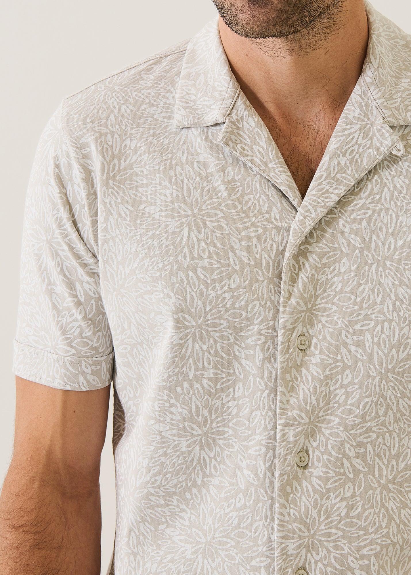 Pima Cotton Stretch Tropical Print Camp Collar Shirt - PATRICK ASSARAF