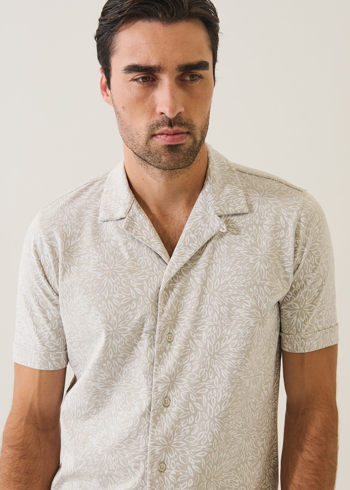 Pima Cotton Stretch Tropical Print Camp Collar Shirt - PATRICK ASSARAF