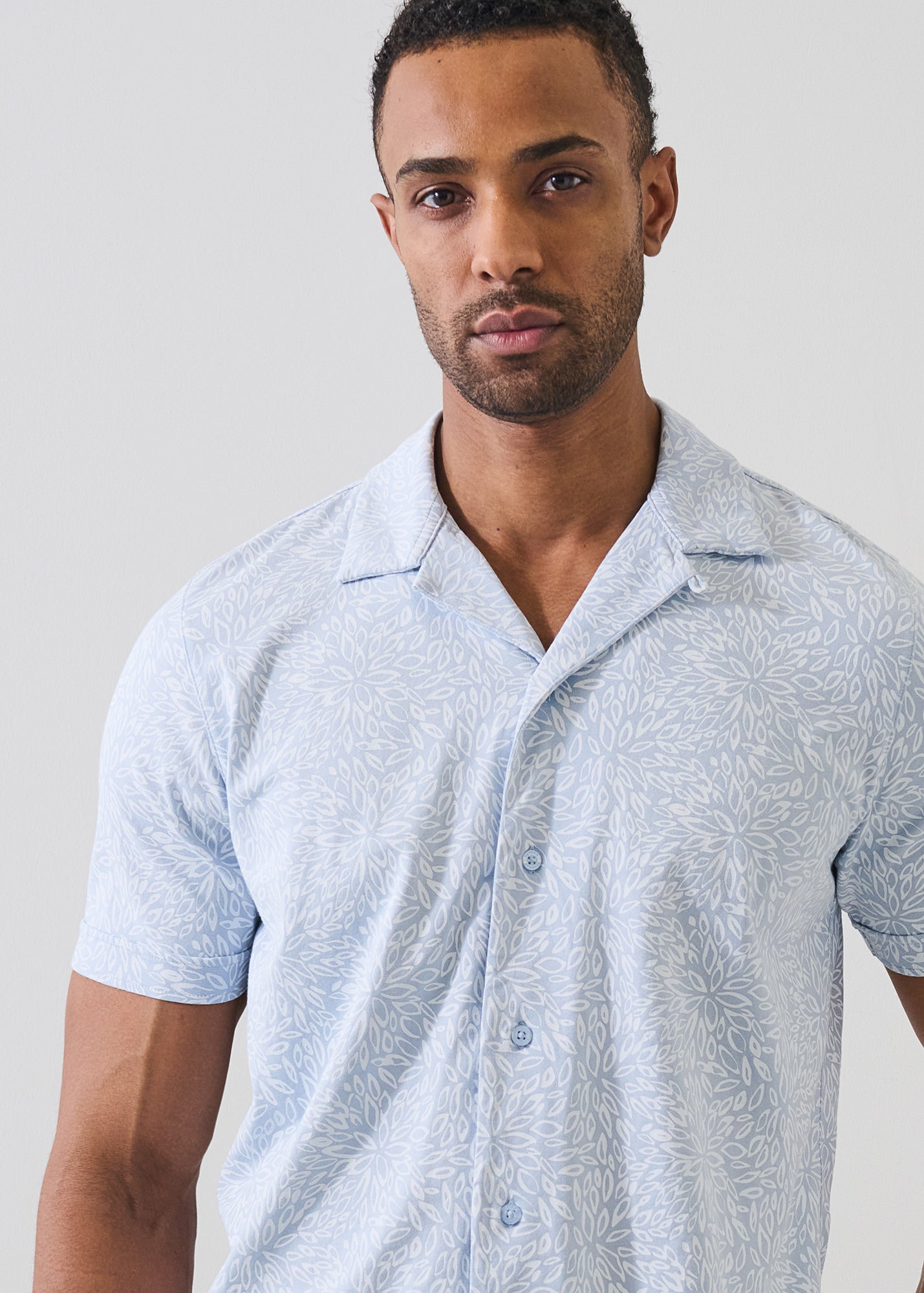 Pima Cotton Stretch Tropical Print Camp Collar Shirt - PATRICK ASSARAF