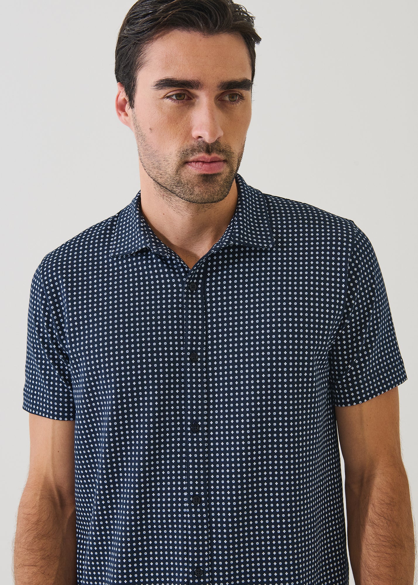 Pima Cotton Stretch Geometric Print Shirt - PATRICK ASSARAF