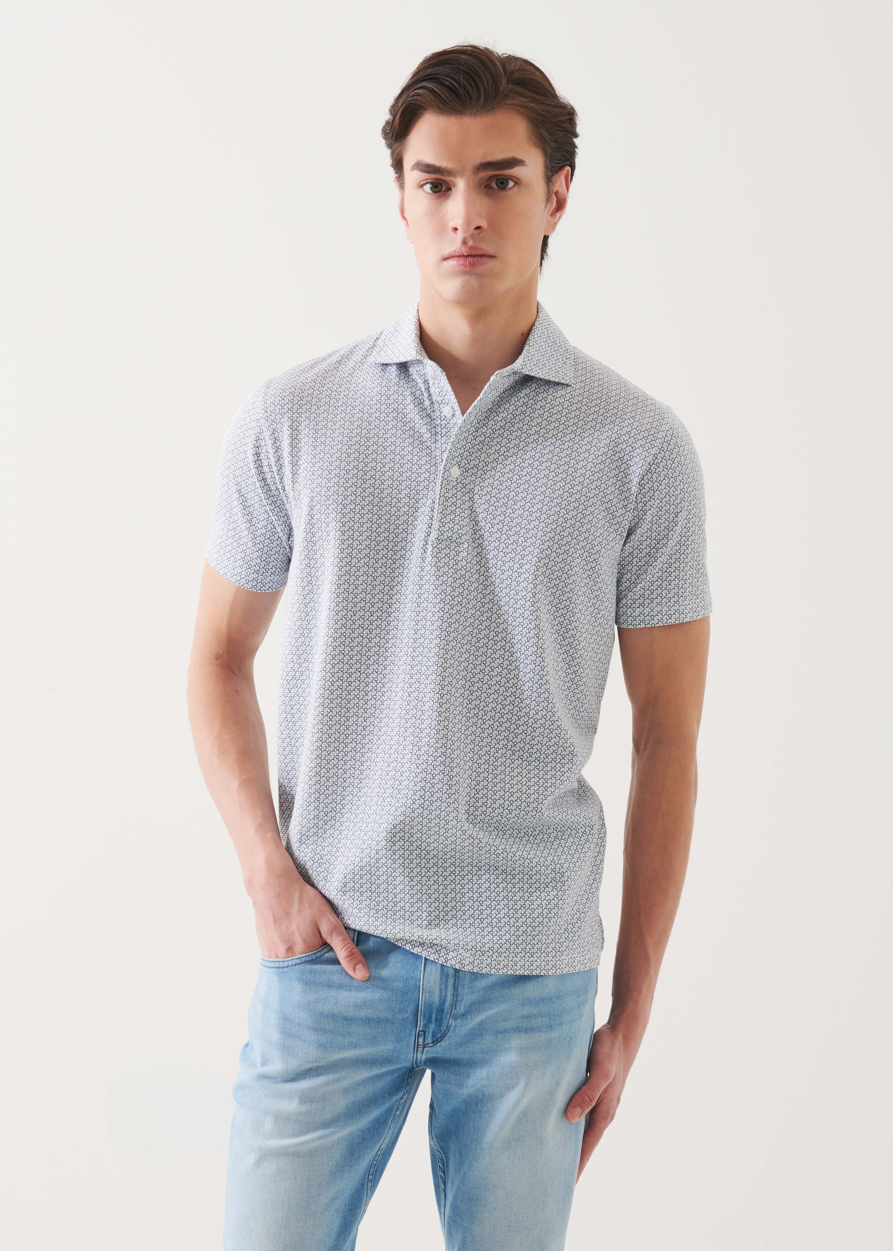 Pima Cotton Stretch Printed Polo - PATRICK ASSARAF