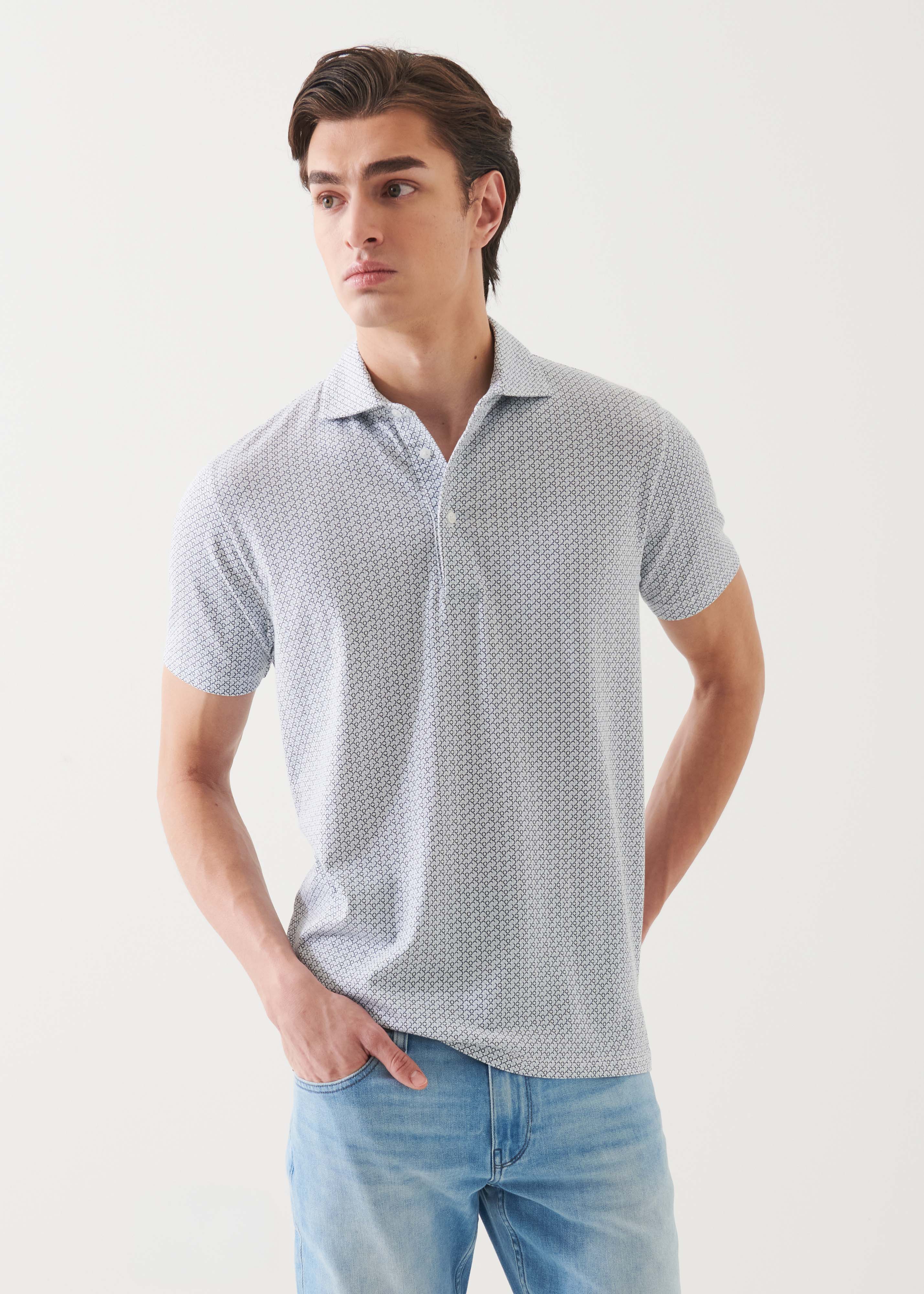 Pima Cotton Stretch Printed Polo - PATRICK ASSARAF