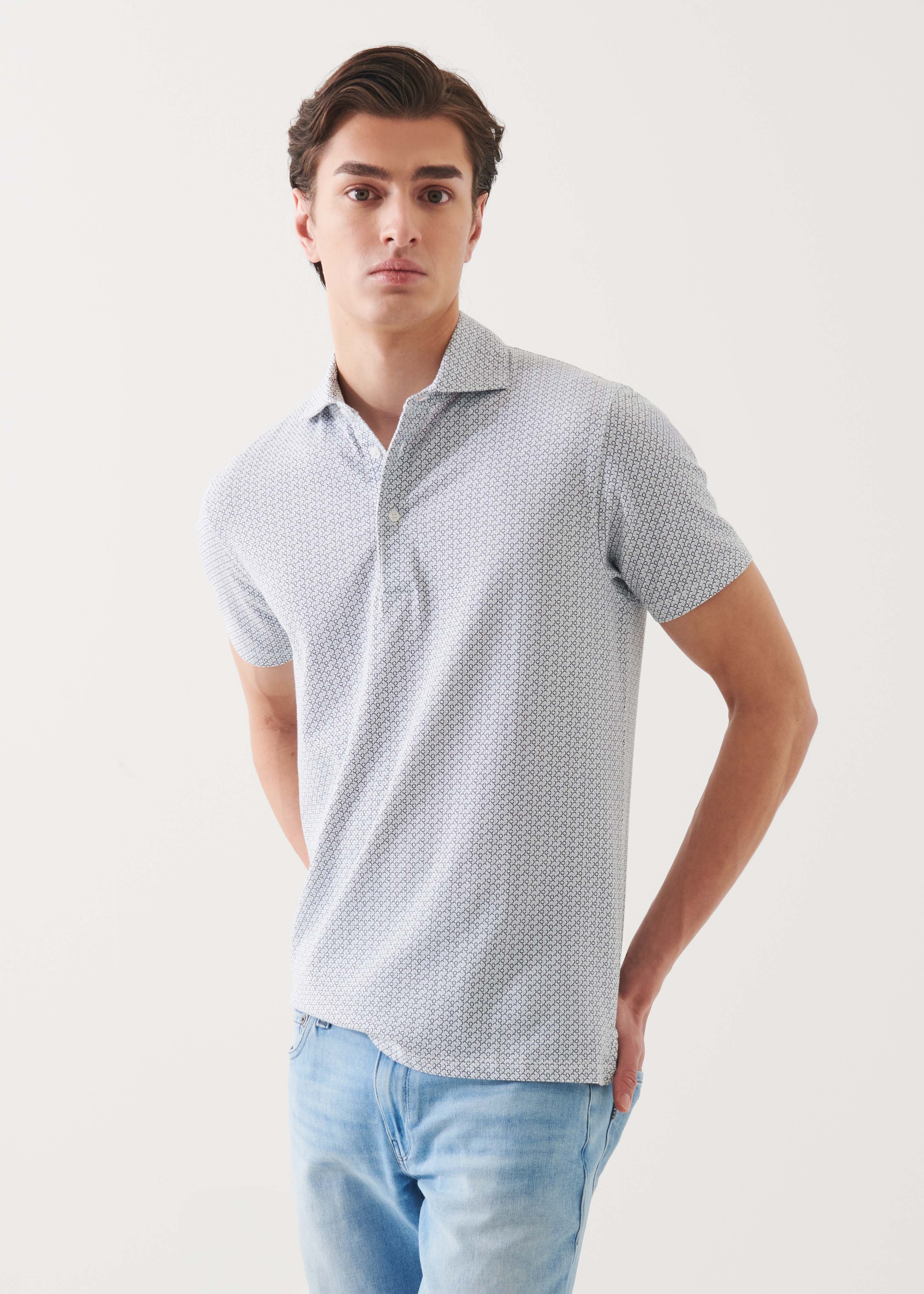 Pima Cotton Stretch Printed Polo - PATRICK ASSARAF