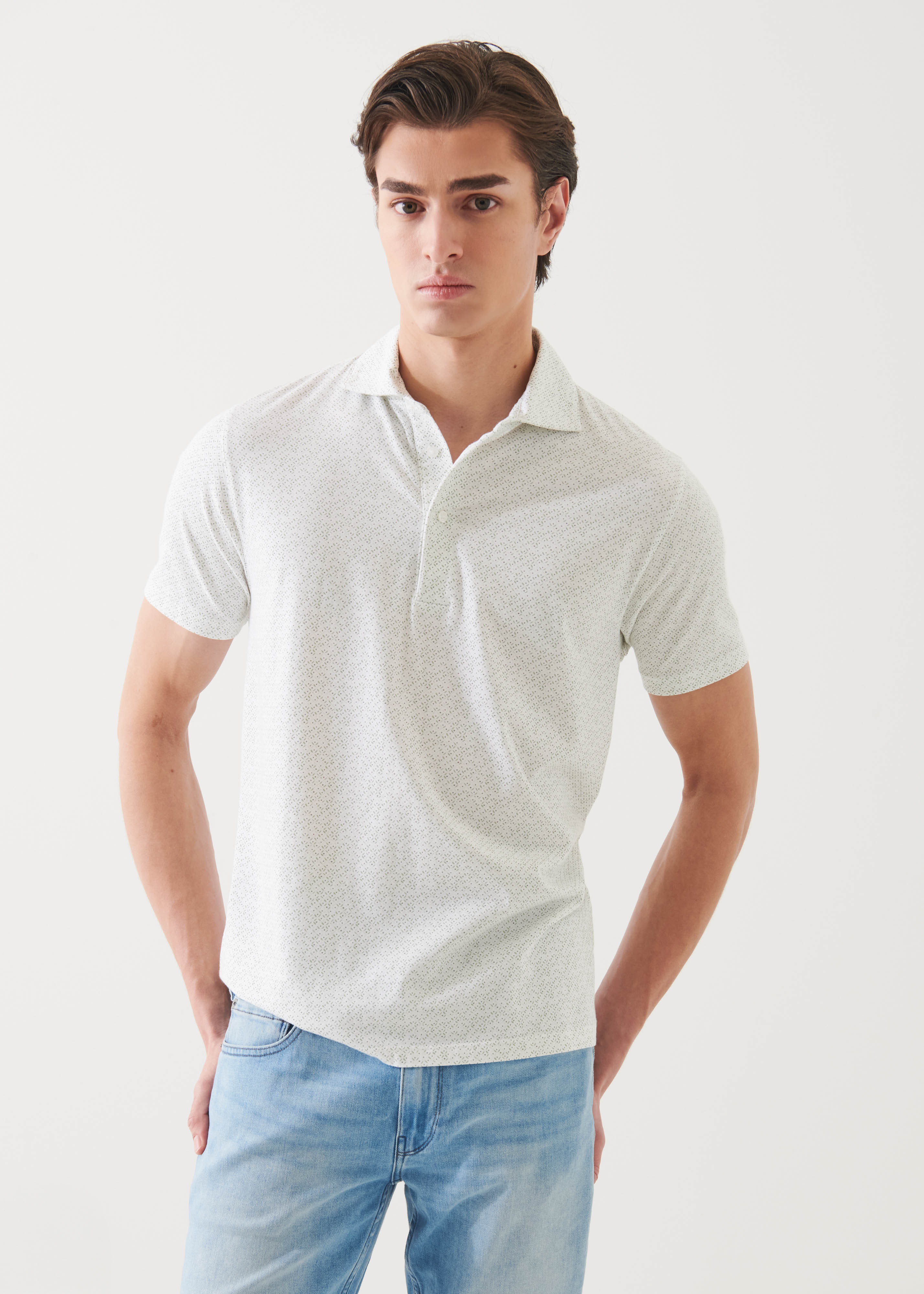 Pima Cotton Stretch Printed Polo - PATRICK ASSARAF