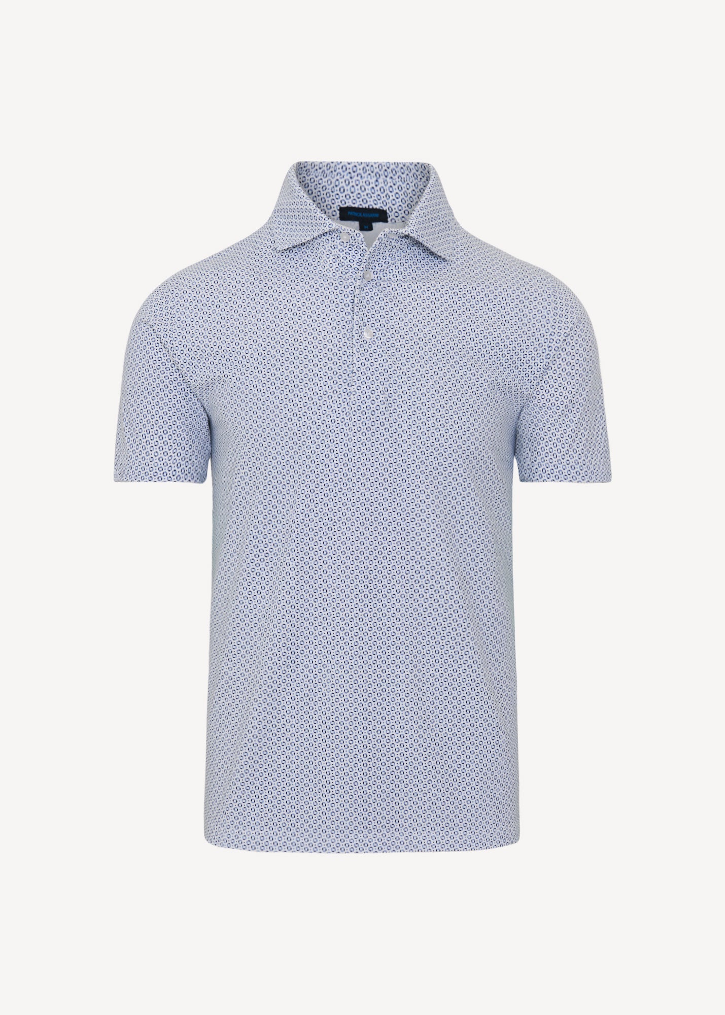 Pima Cotton Stretch Micro Geometric Print Polo - PATRICK ASSARAF