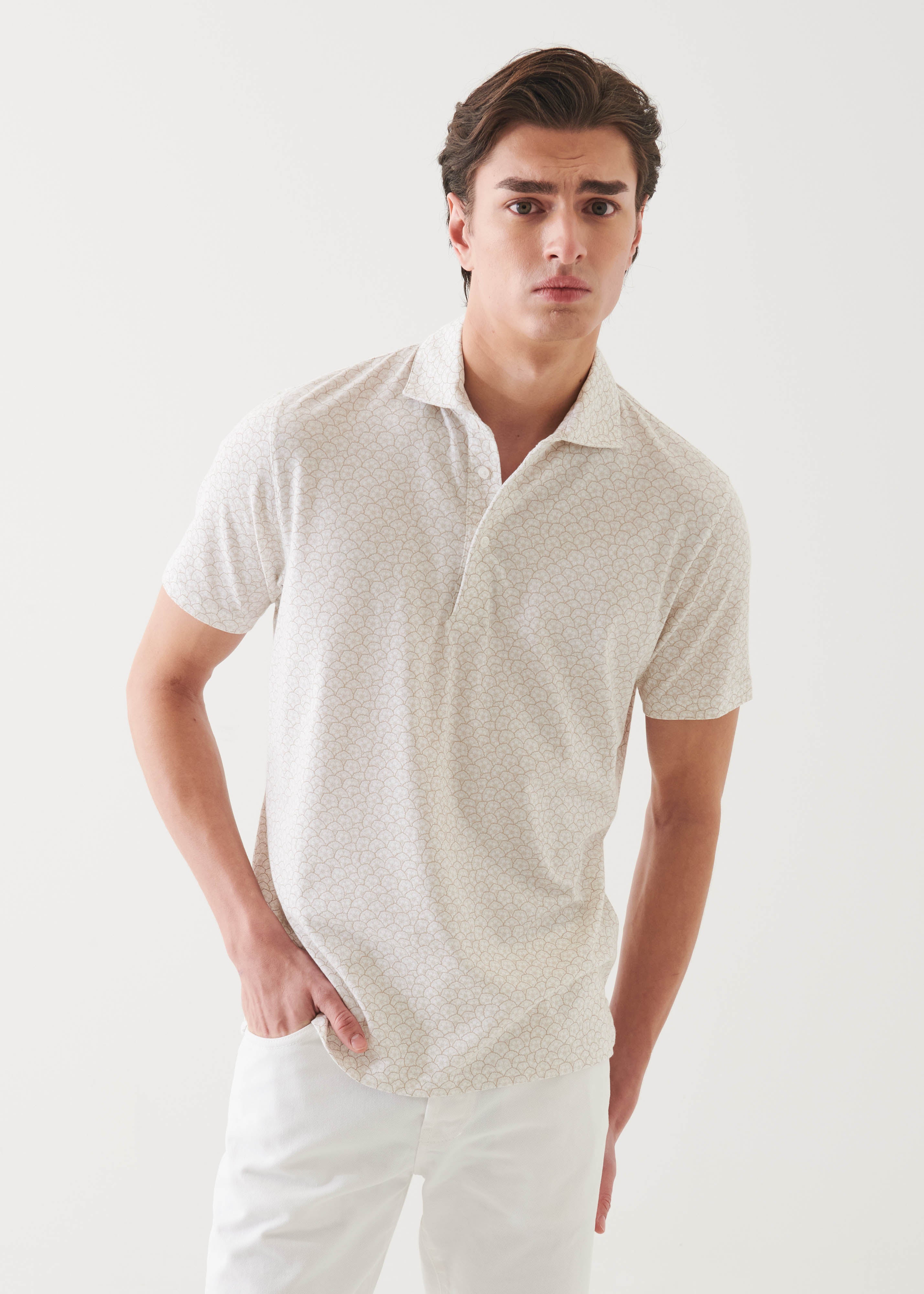 Pima Cotton Stretch Printed Polo - PATRICK ASSARAF