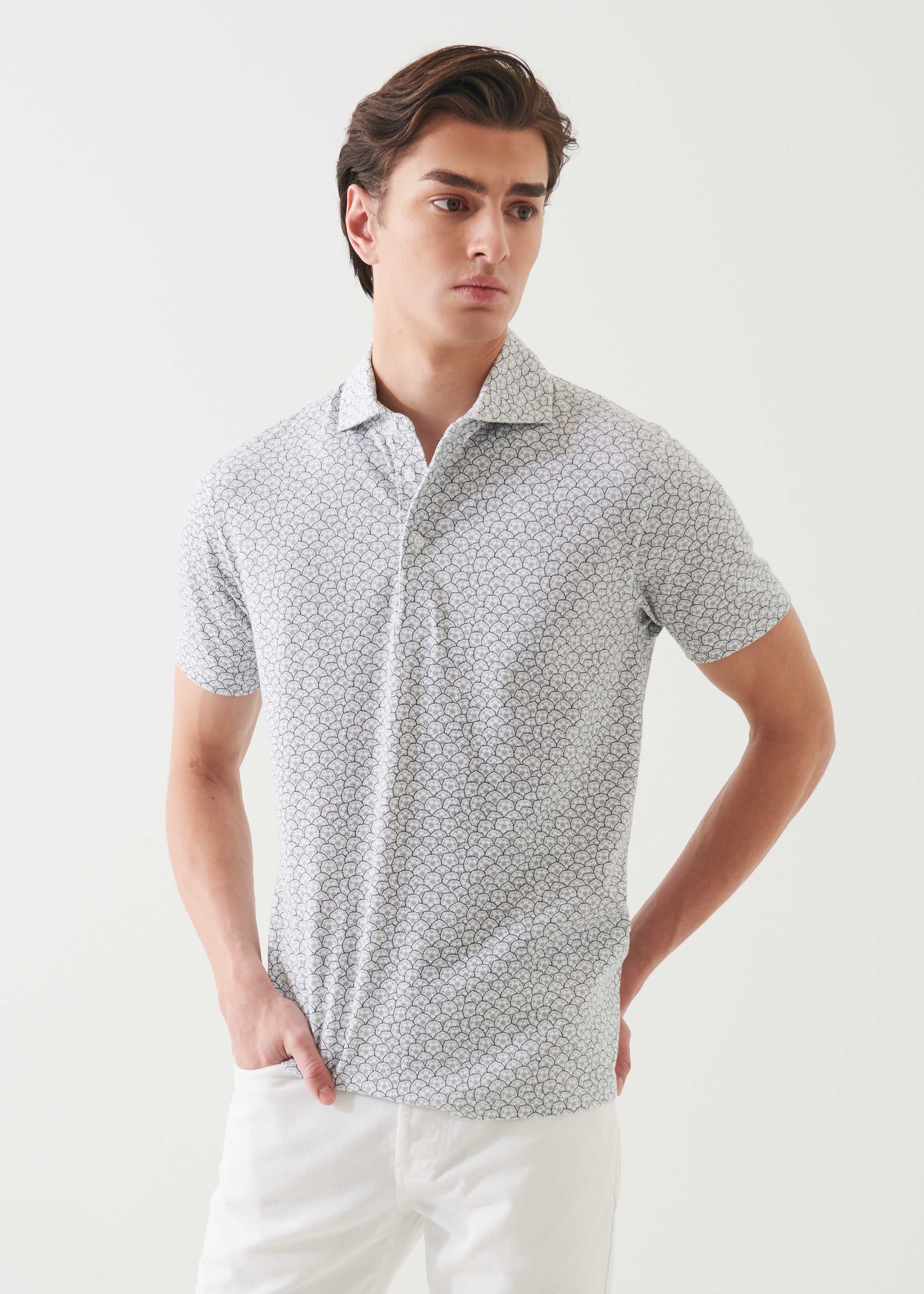 Pima Cotton Stretch Printed Polo - PATRICK ASSARAF
