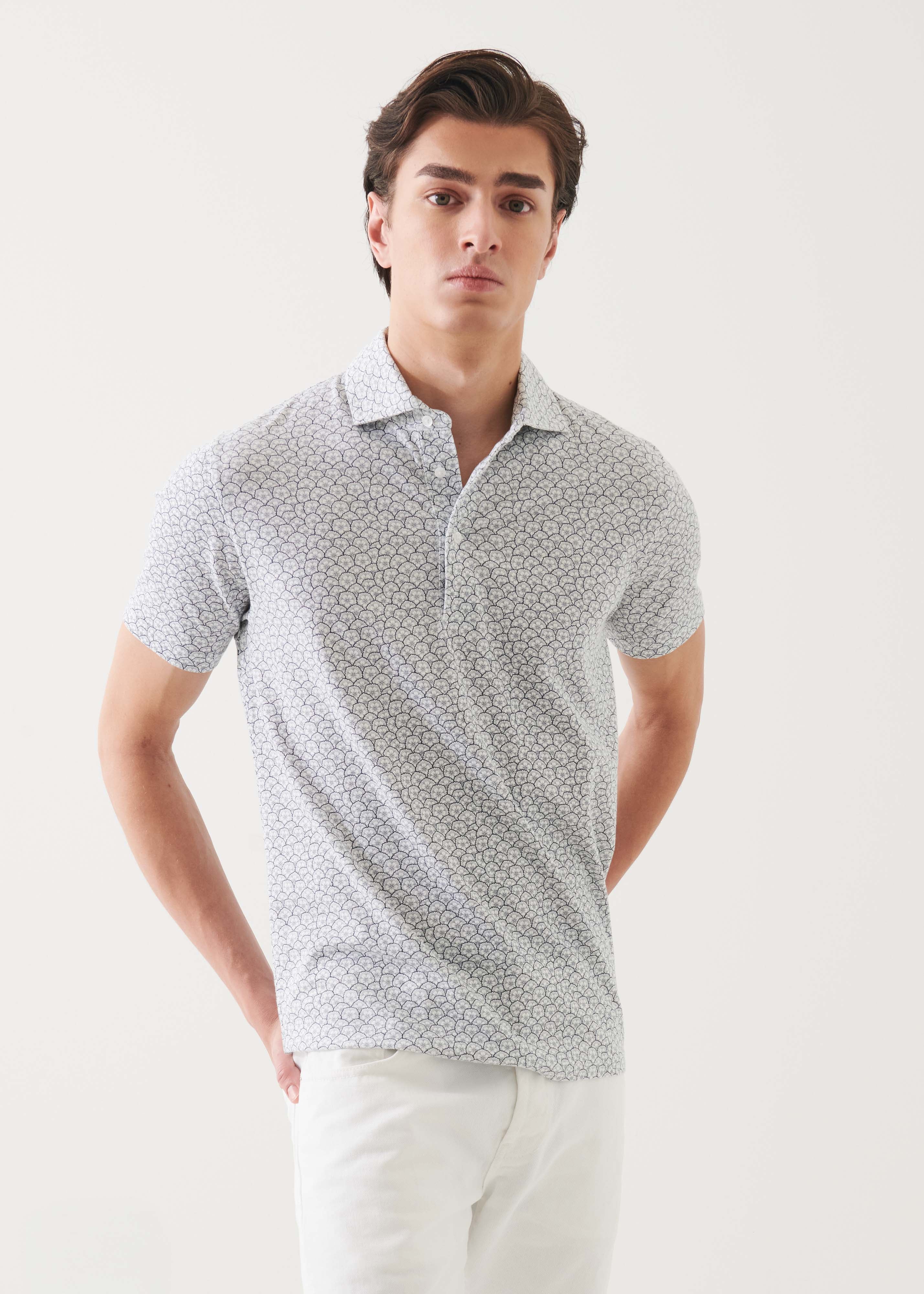 Pima Cotton Stretch Printed Polo - PATRICK ASSARAF