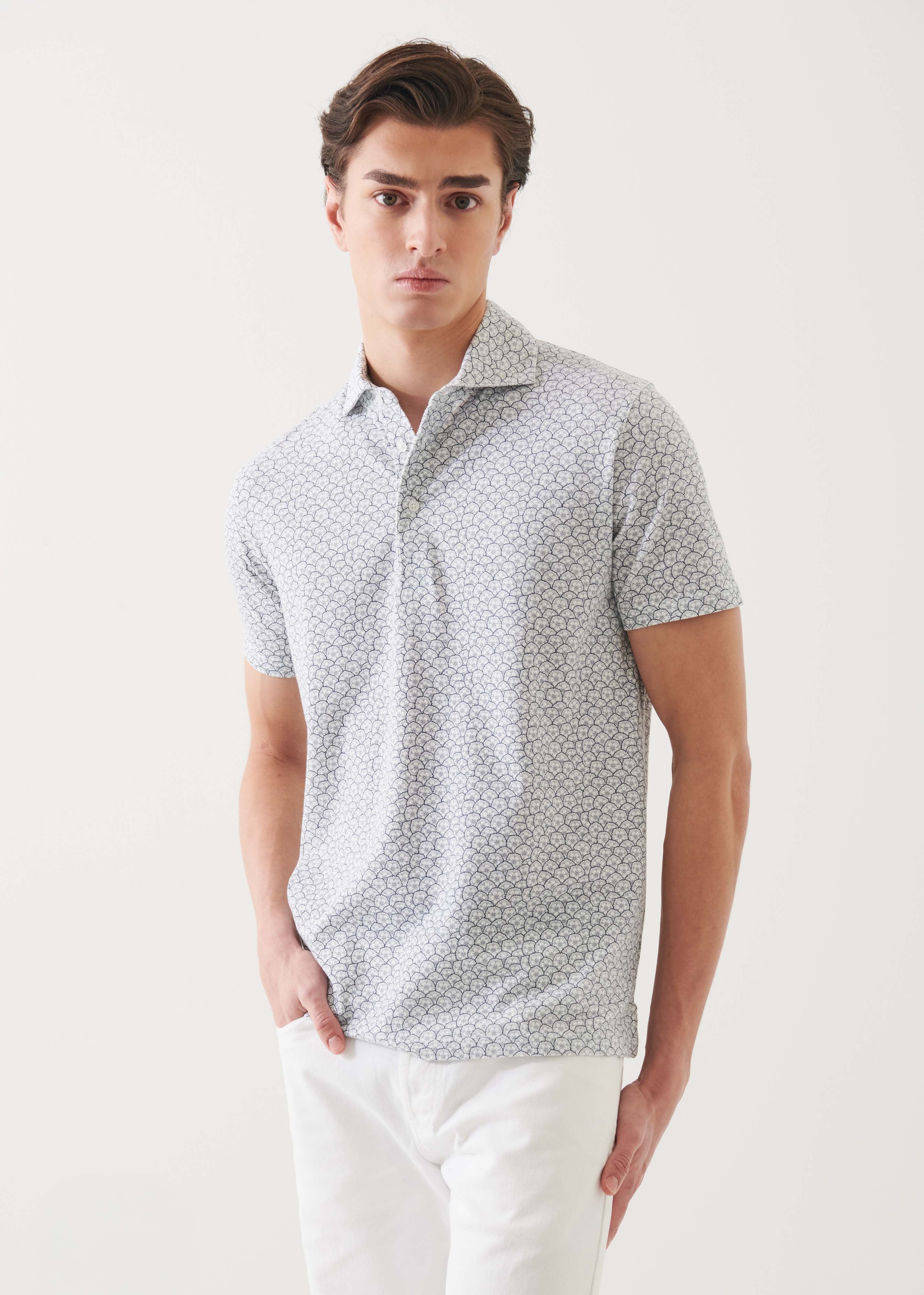 Pima Cotton Stretch Printed Polo - PATRICK ASSARAF