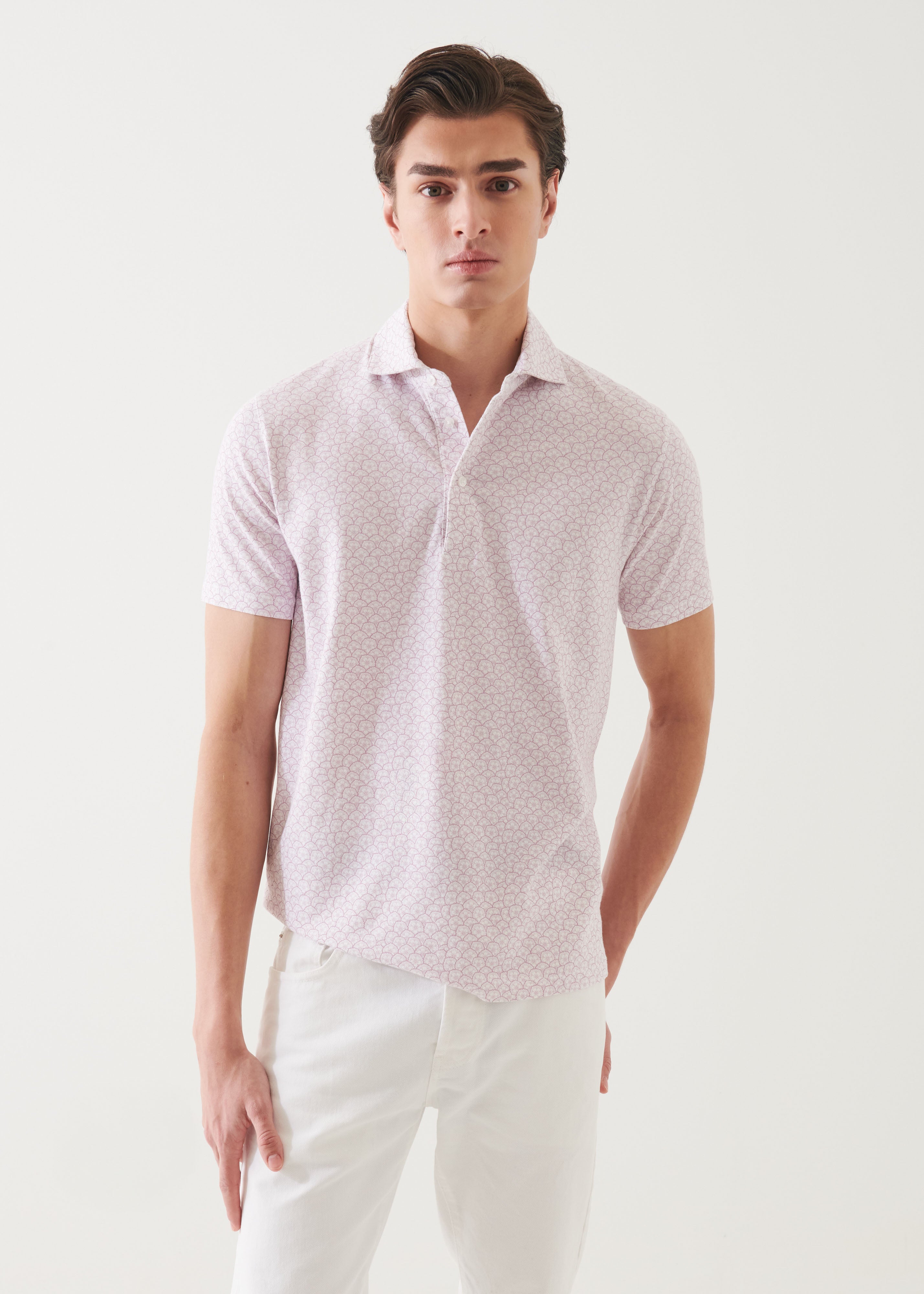Pima Cotton Stretch Printed Polo - PATRICK ASSARAF