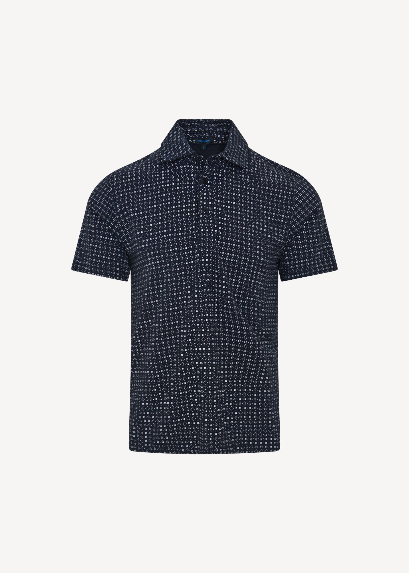 Pima Cotton Stretch Micro Geometric Print Polo - PATRICK ASSARAF