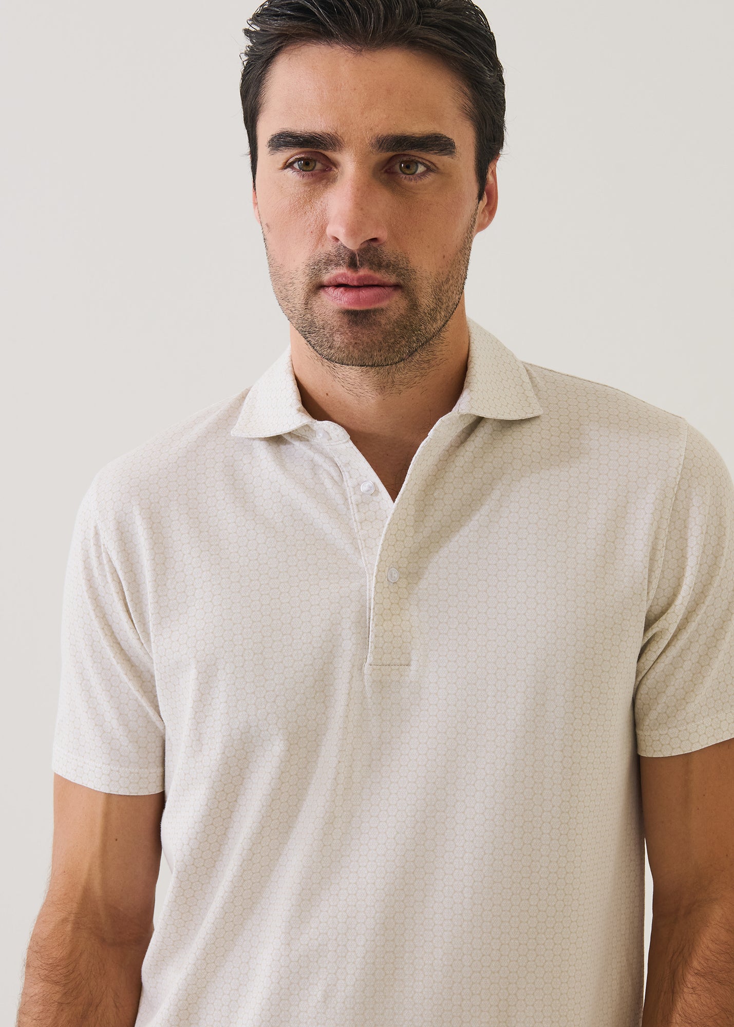 Pima Cotton Stretch Micro Geometric Print Polo