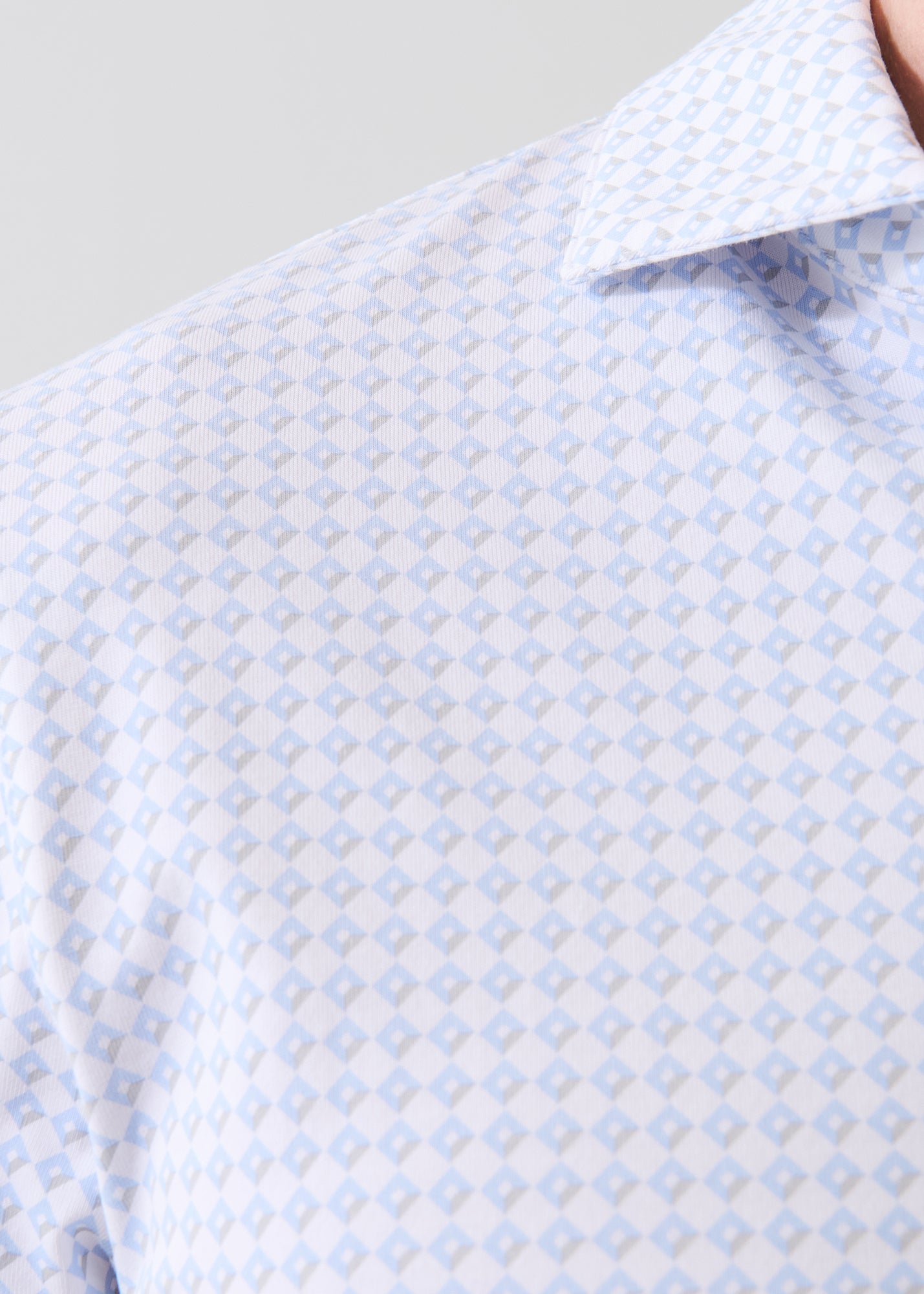 Pima Cotton Stretch Micro Geometric Print Polo - PATRICK ASSARAF