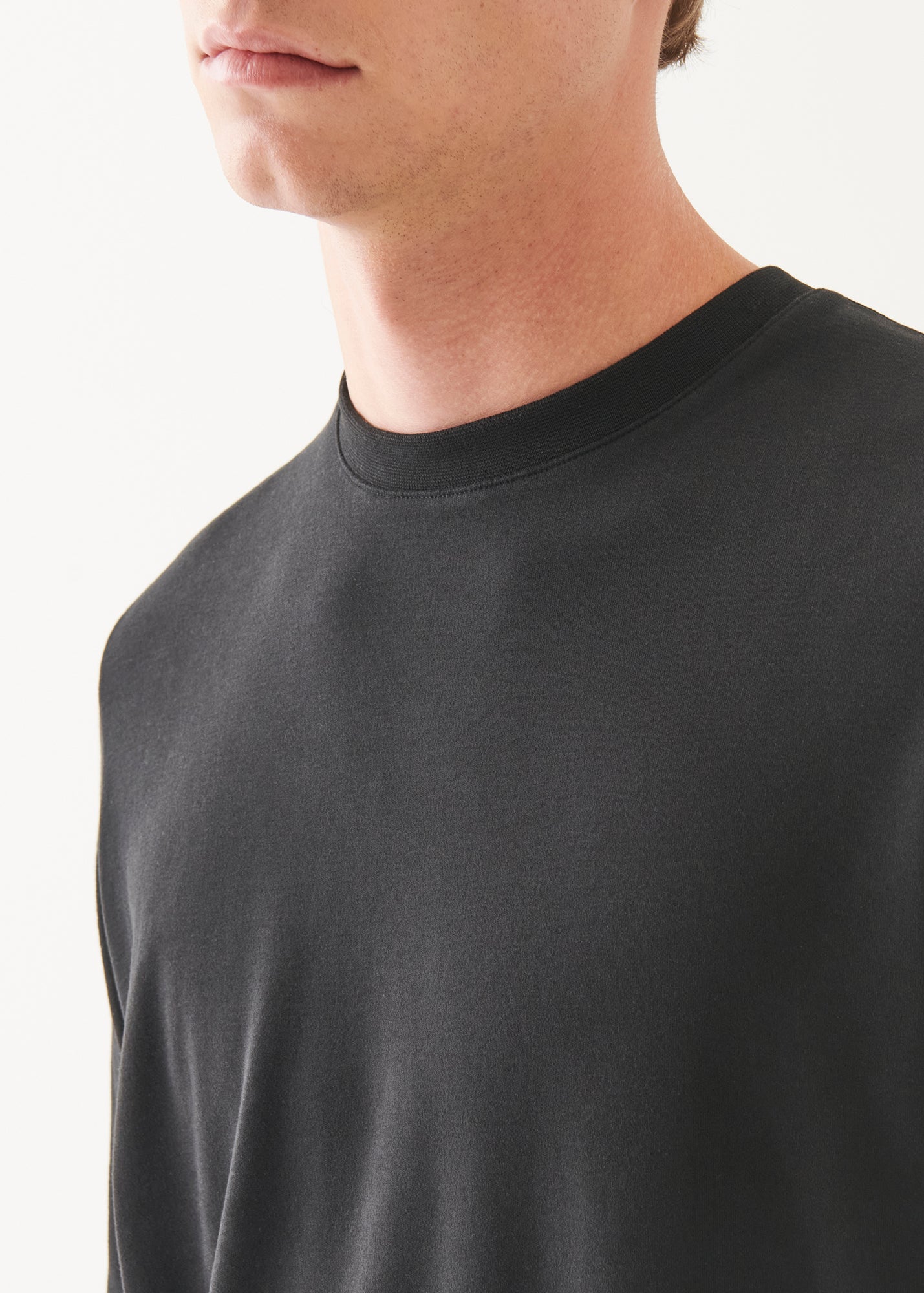 Pima Cotton Stretch Brushed Long Sleeve T-Shirt