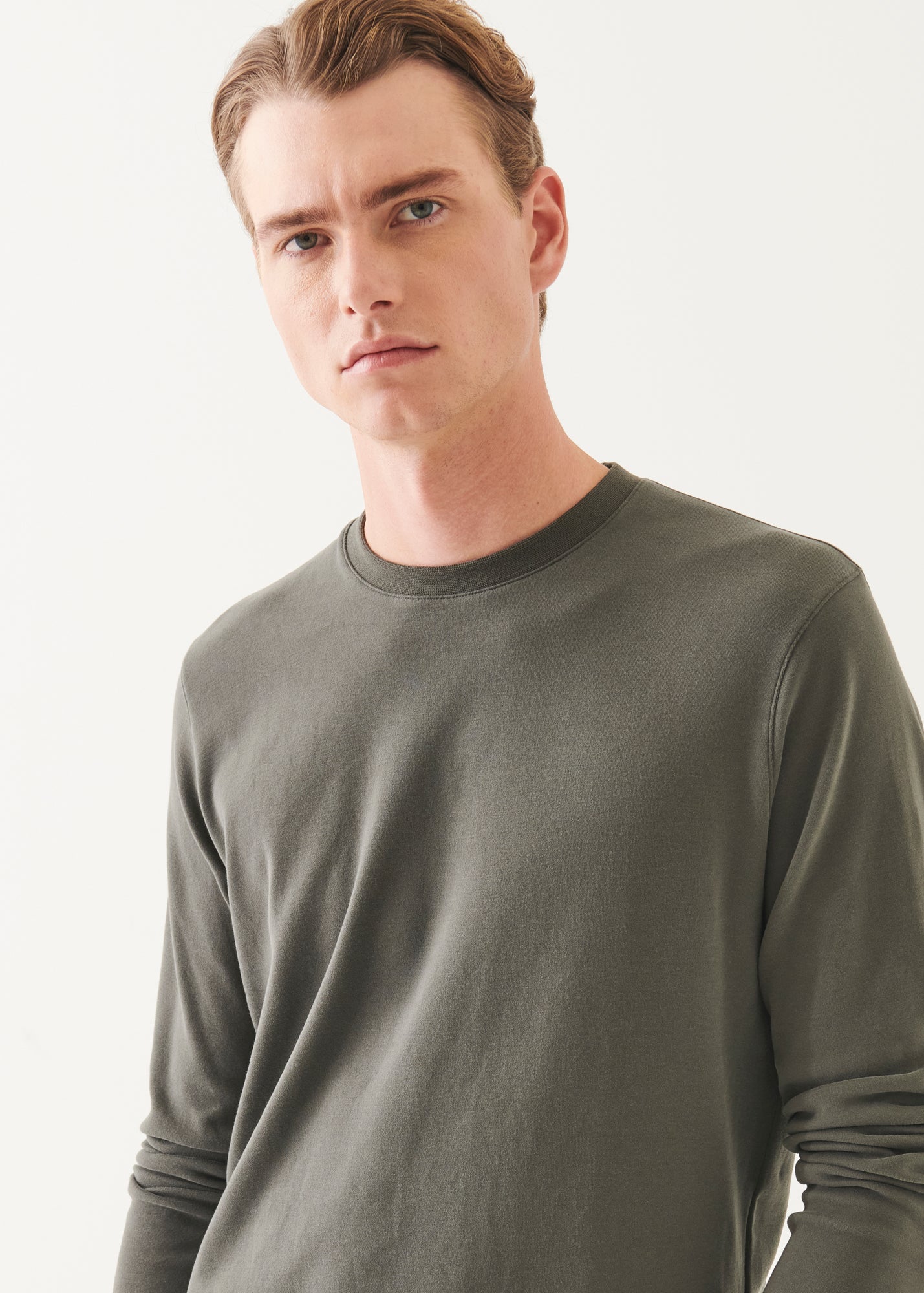 Pima Cotton Stretch Brushed Long Sleeve T-Shirt