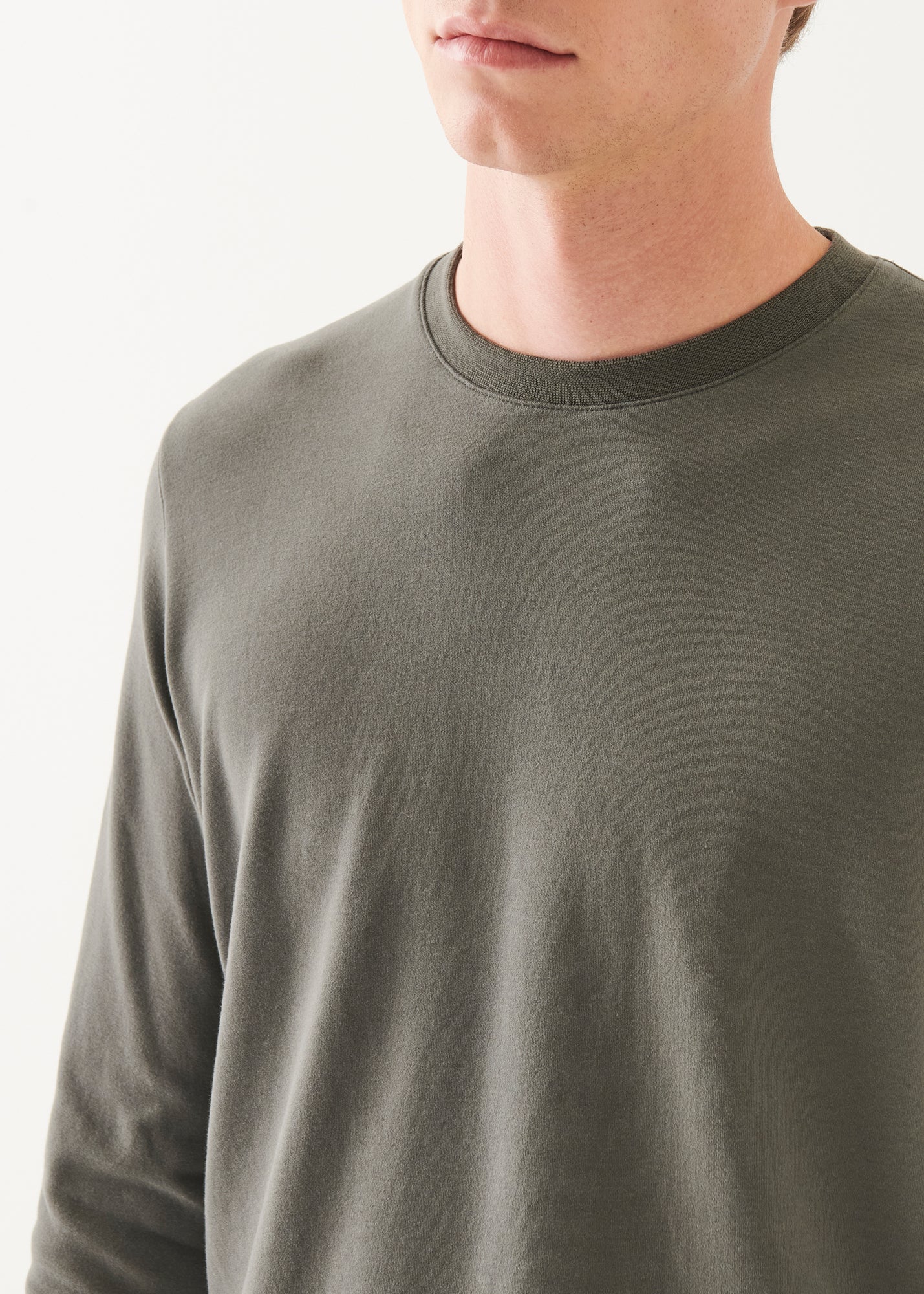 Pima Cotton Stretch Brushed Long Sleeve T-Shirt