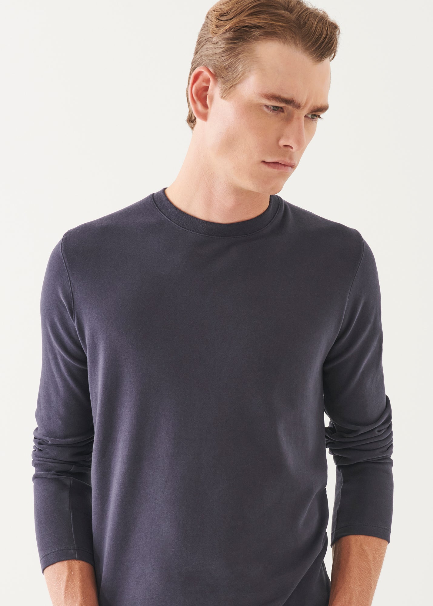 Pima Cotton Stretch Brushed Long Sleeve T-Shirt