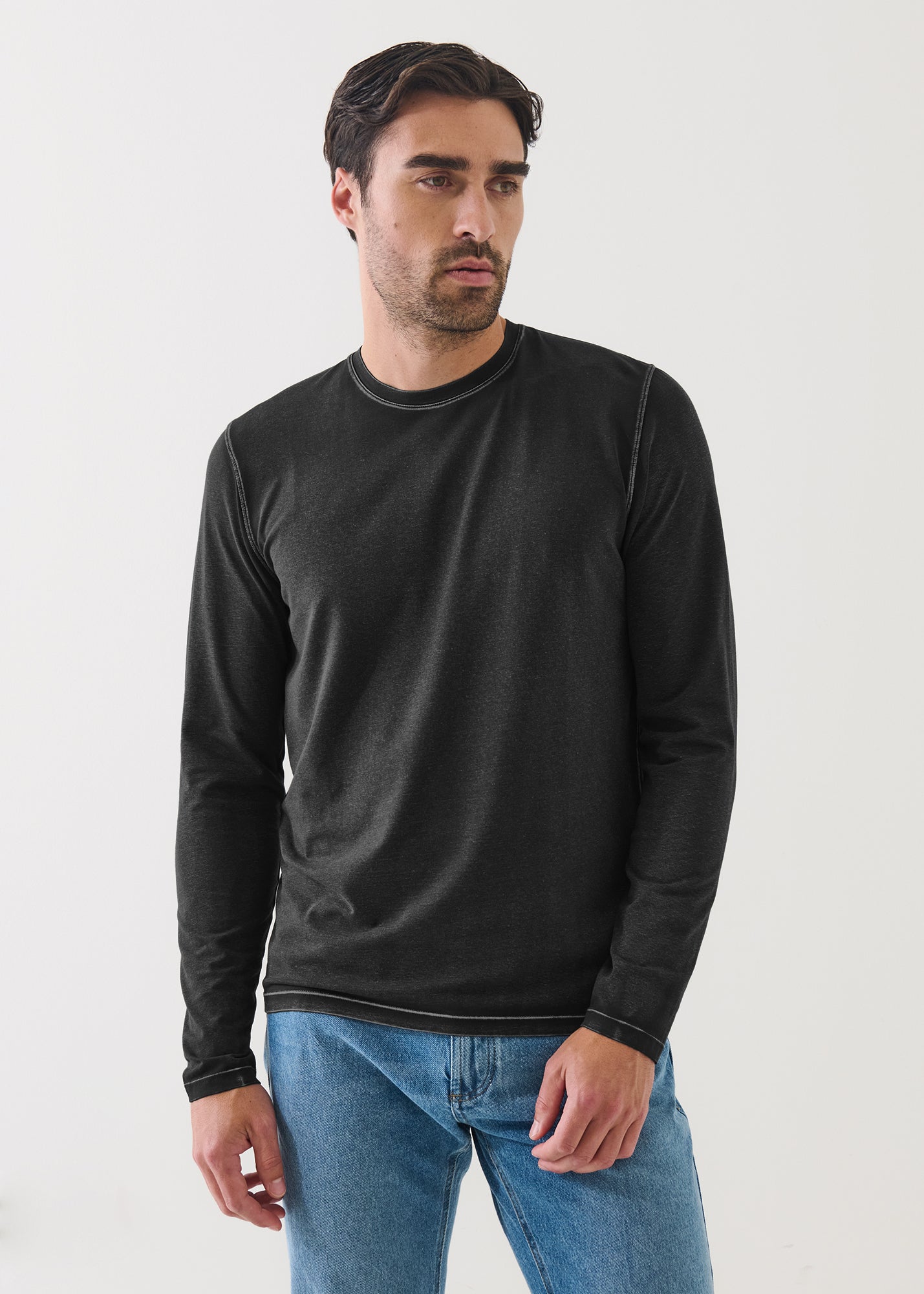 Pima Cotton Stretch Vintage Wash Long Sleeve T-Shirt - PATRICK ASSARAF