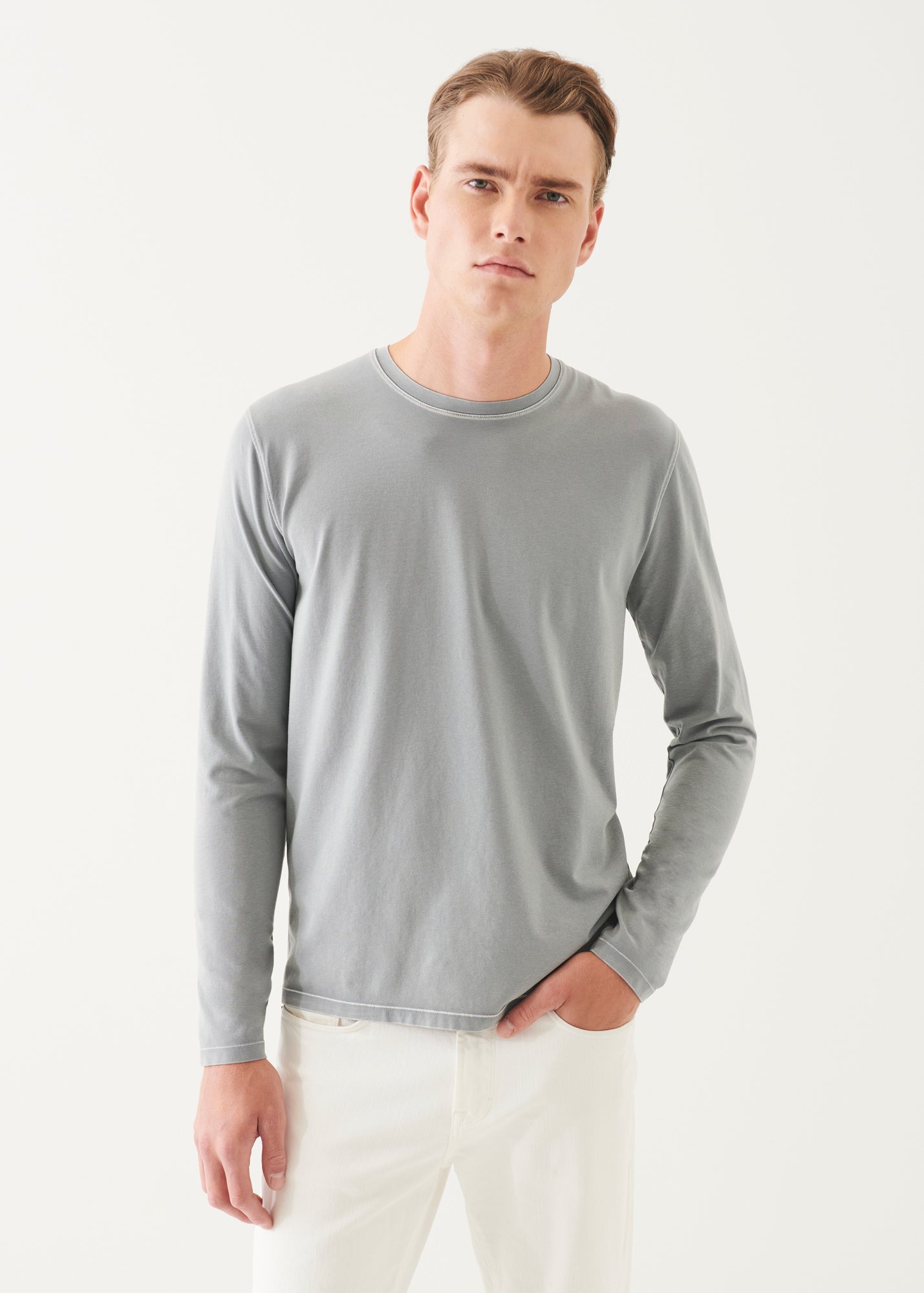 Pima Cotton Stretch Vintage Wash Long Sleeve T-Shirt - PATRICK ASSARAF