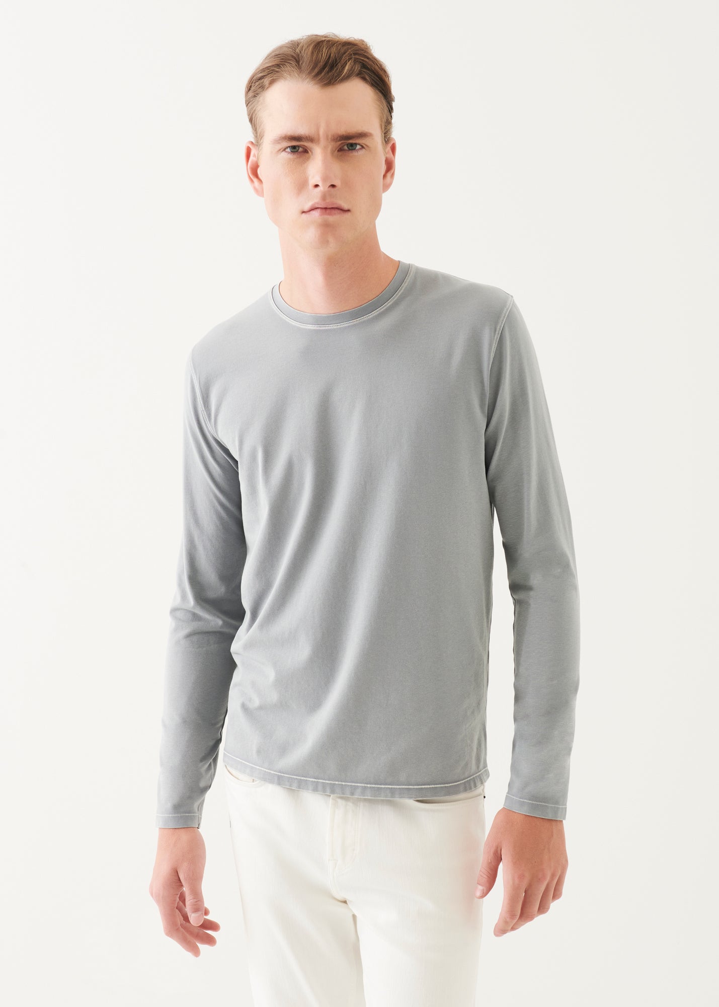 Pima Cotton Stretch Vintage Wash Long Sleeve T-Shirt - PATRICK ASSARAF