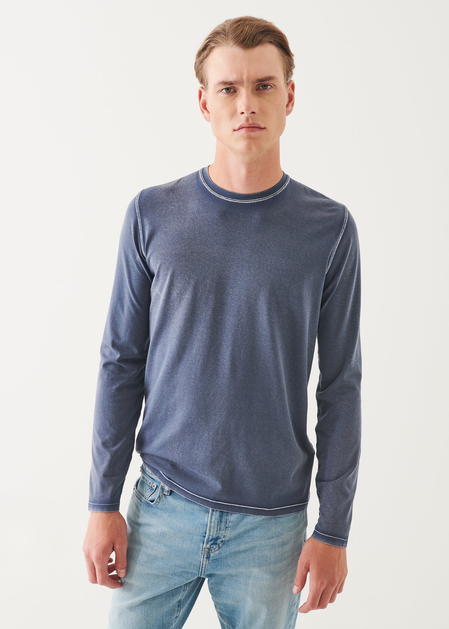 Pima Cotton Stretch Vintage Wash Long Sleeve T-Shirt