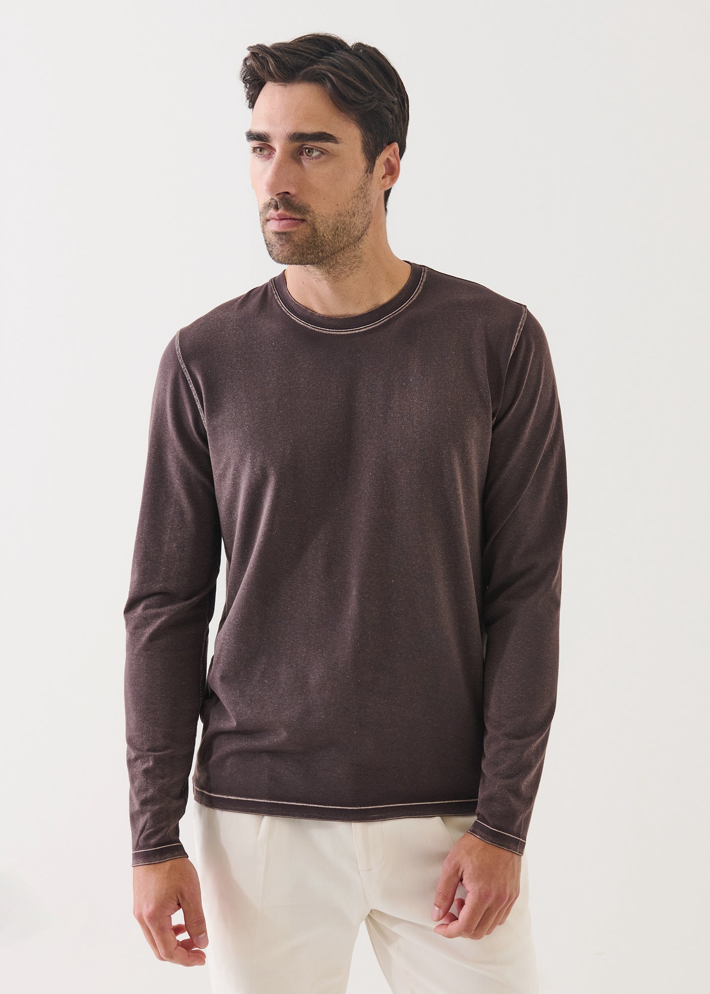 Pima Cotton Stretch Vintage Wash Long Sleeve T-Shirt - PATRICK ASSARAF