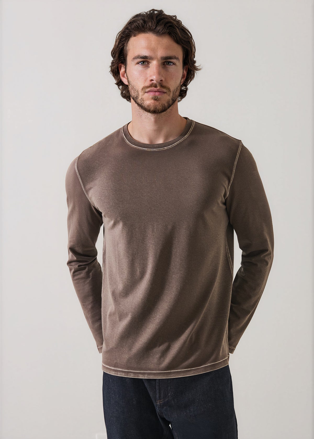 Pima Cotton Stretch Vintage Wash Long Sleeve T-Shirt - PATRICK ASSARAF