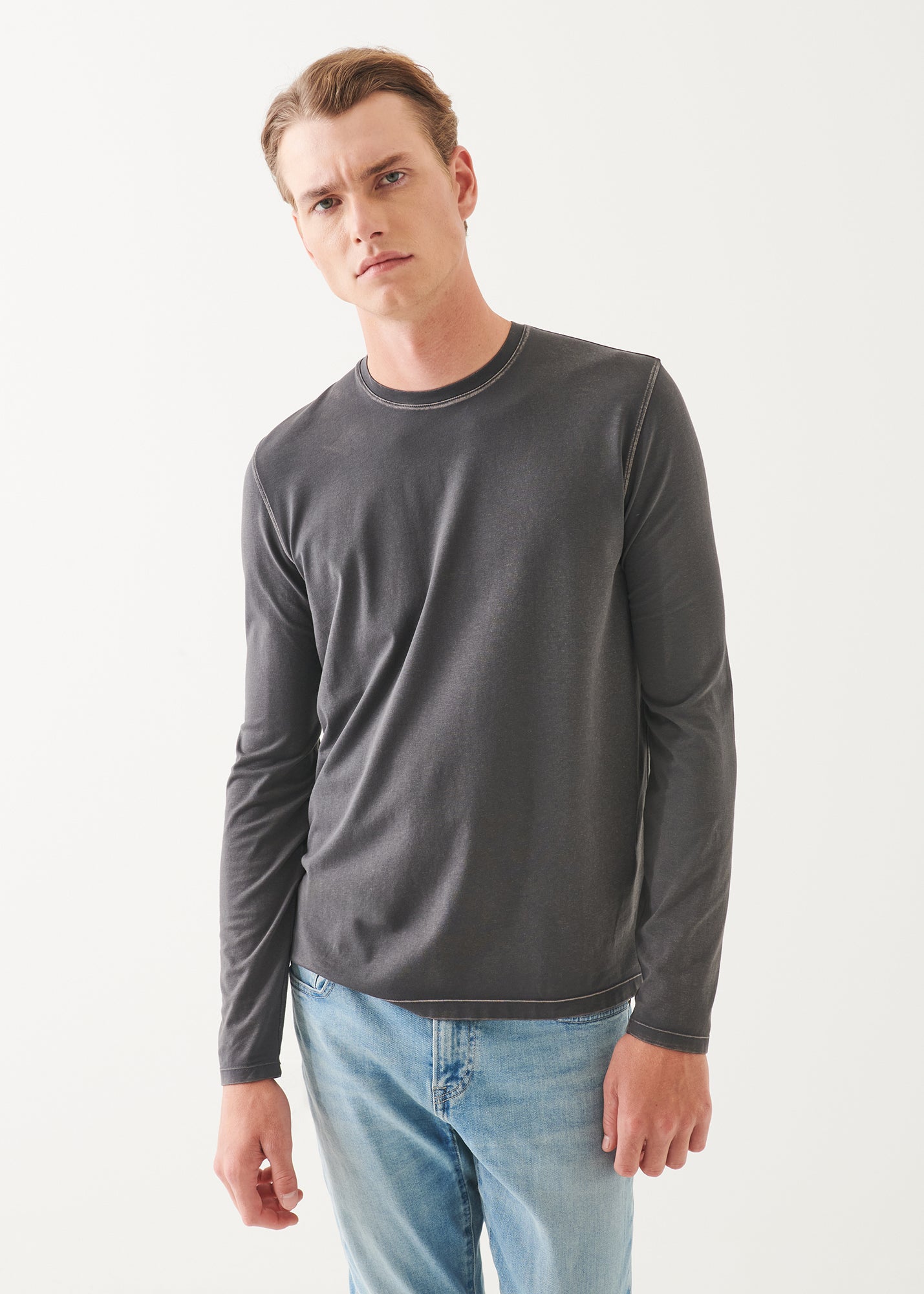 Pima Cotton Stretch Vintage Wash Long Sleeve T-Shirt - PATRICK ASSARAF