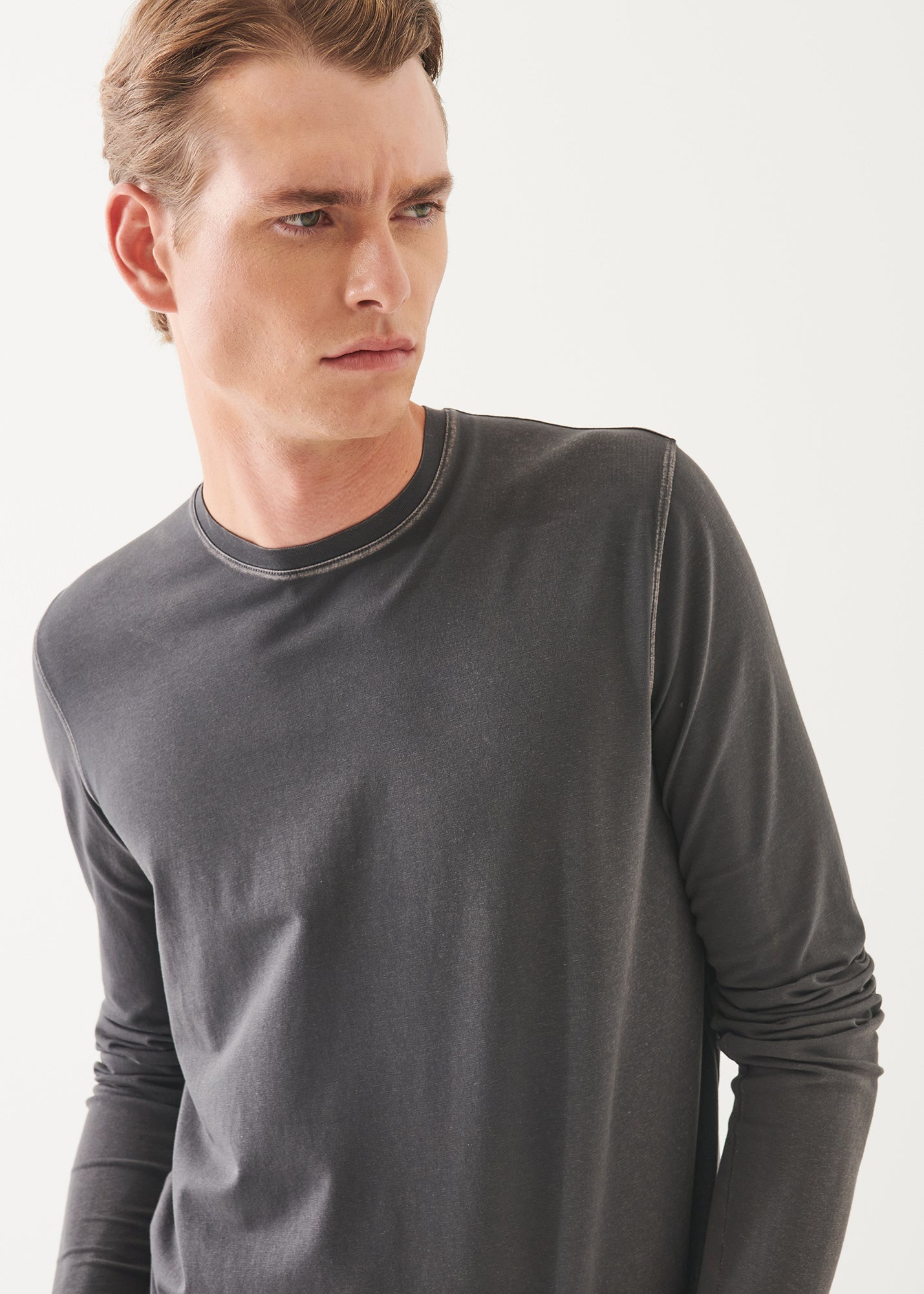 Pima Cotton Stretch Vintage Wash Long Sleeve T-Shirt - PATRICK ASSARAF
