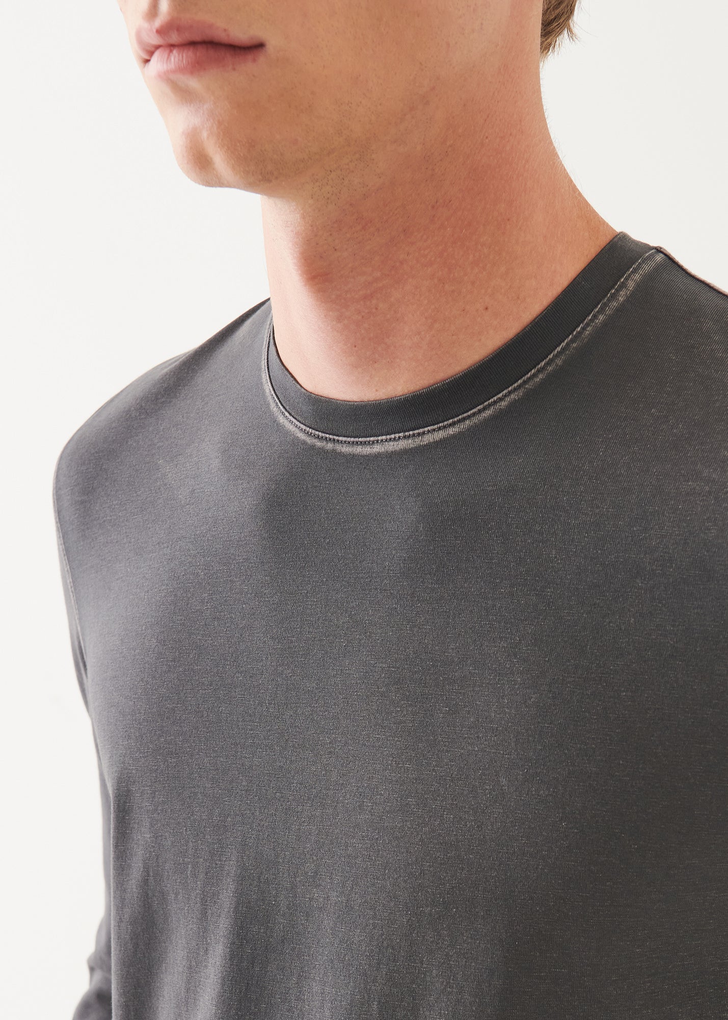 Pima Cotton Stretch Vintage Wash Long Sleeve T-Shirt - PATRICK ASSARAF