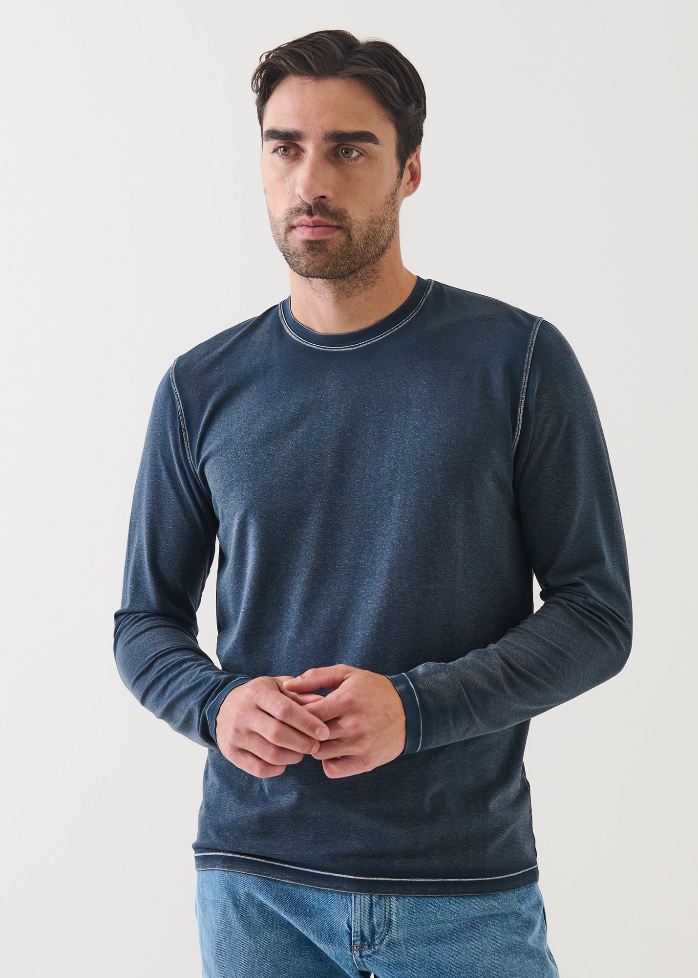 Pima Cotton Stretch Vintage Wash Long Sleeve T-Shirt - PATRICK ASSARAF