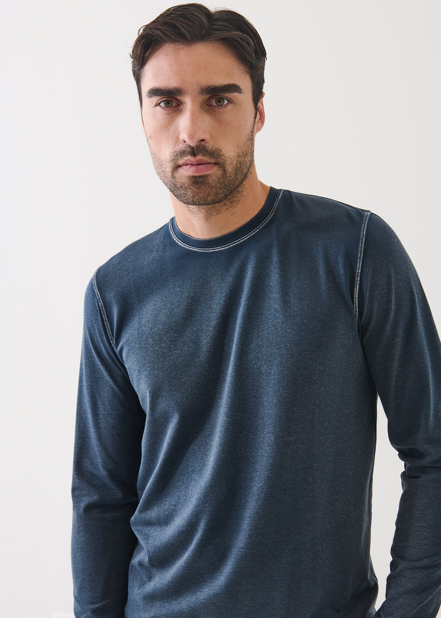 Pima Cotton Stretch Vintage Wash Long Sleeve T-Shirt