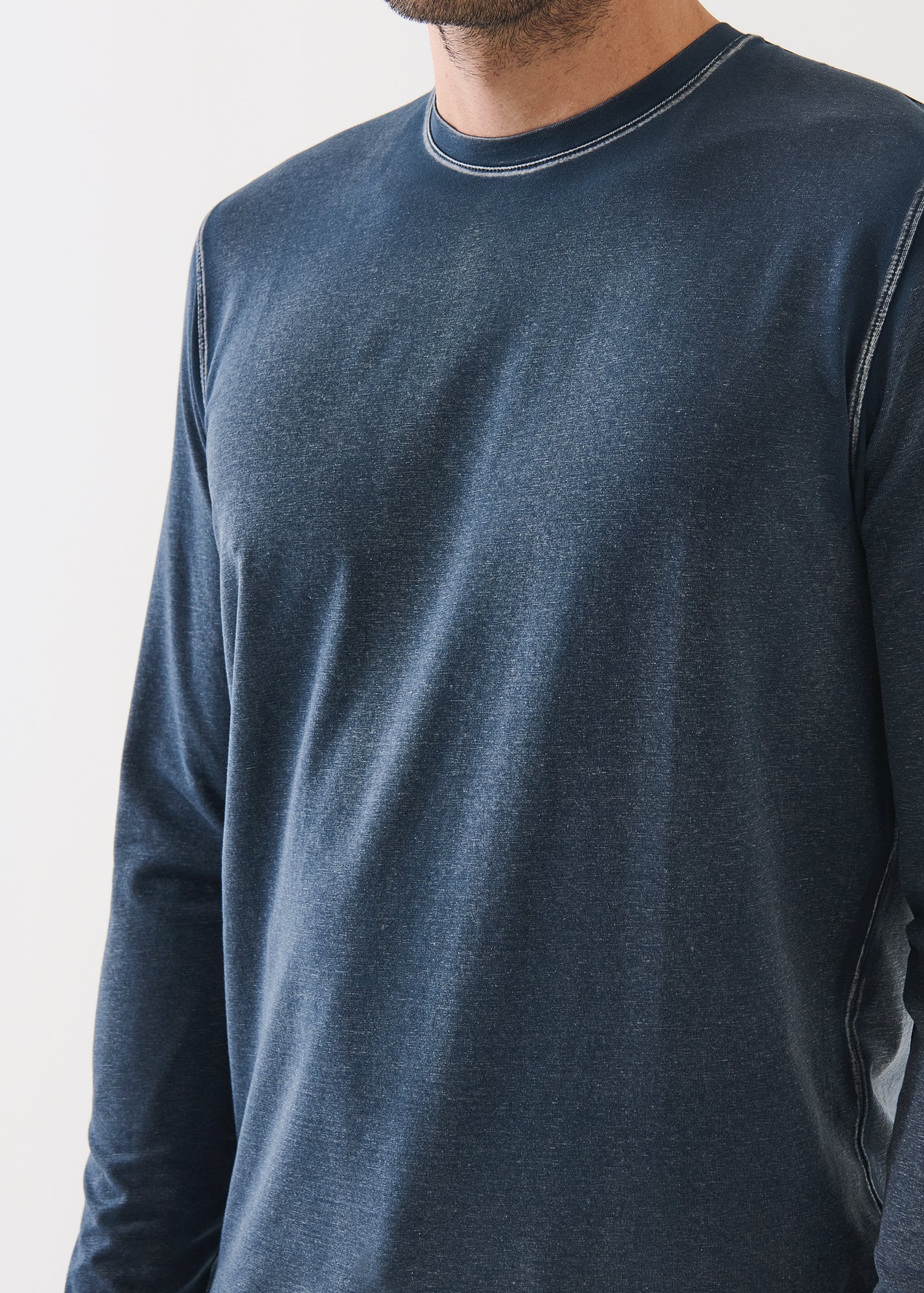 Pima Cotton Stretch Vintage Wash Long Sleeve T-Shirt - PATRICK ASSARAF