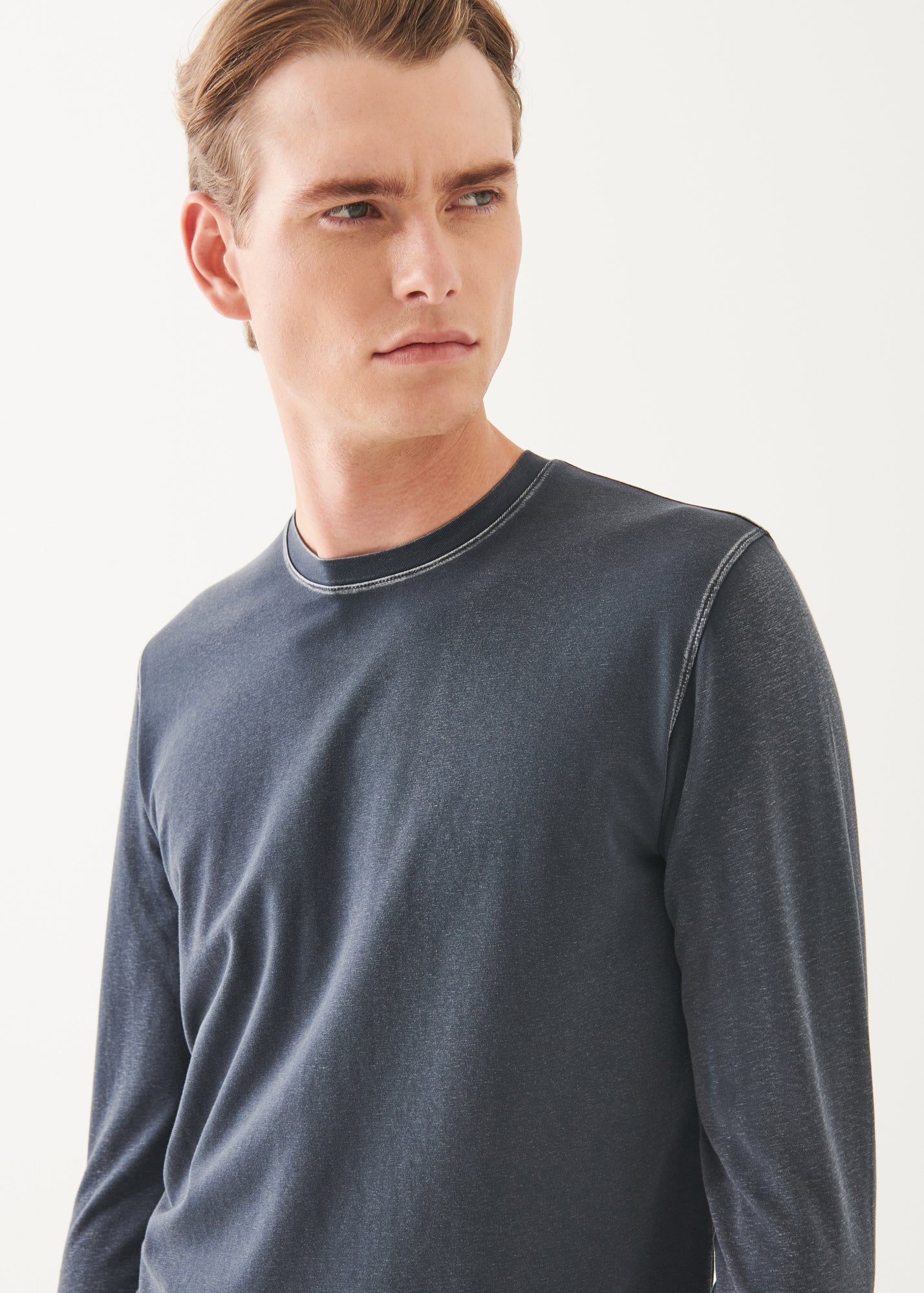 Pima Cotton Stretch Vintage Wash Long Sleeve T-Shirt - PATRICK ASSARAF