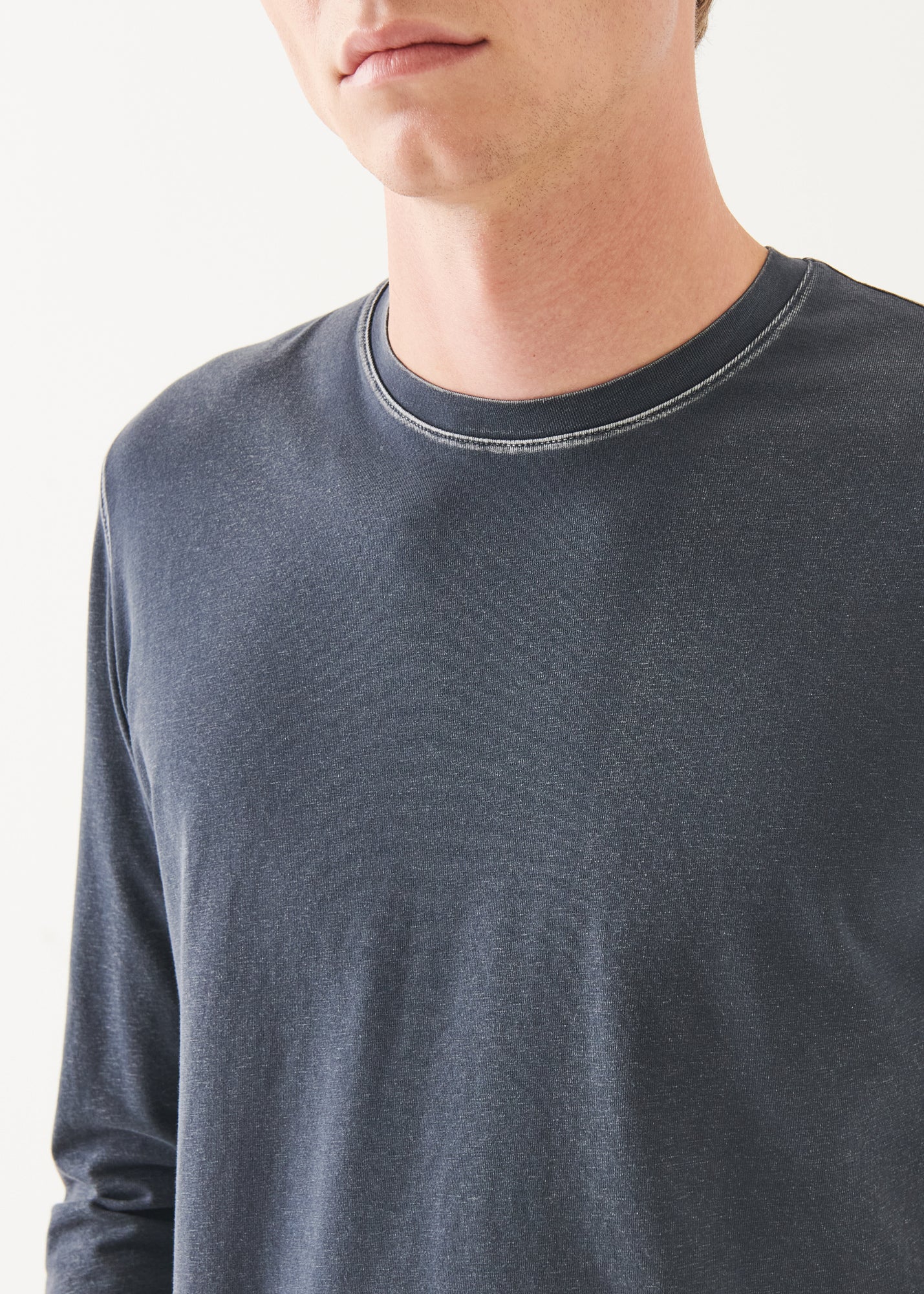 Pima Cotton Stretch Vintage Wash Long Sleeve T-Shirt - PATRICK ASSARAF