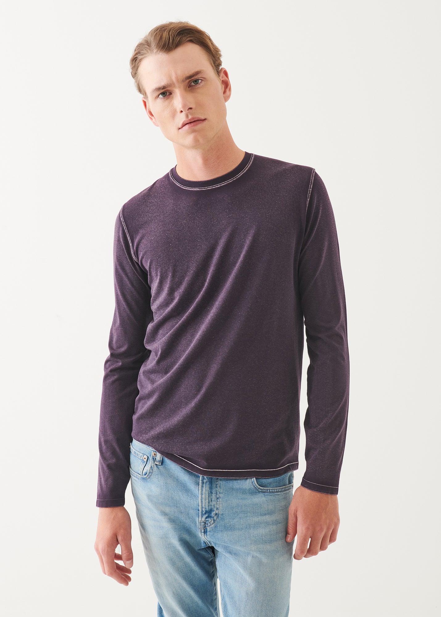 Pima Cotton Stretch Vintage Wash Long Sleeve T-Shirt - PATRICK ASSARAF