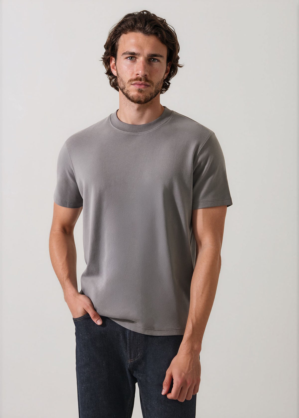 Pima Cotton Stretch Brushed T-Shirt - PATRICK ASSARAF