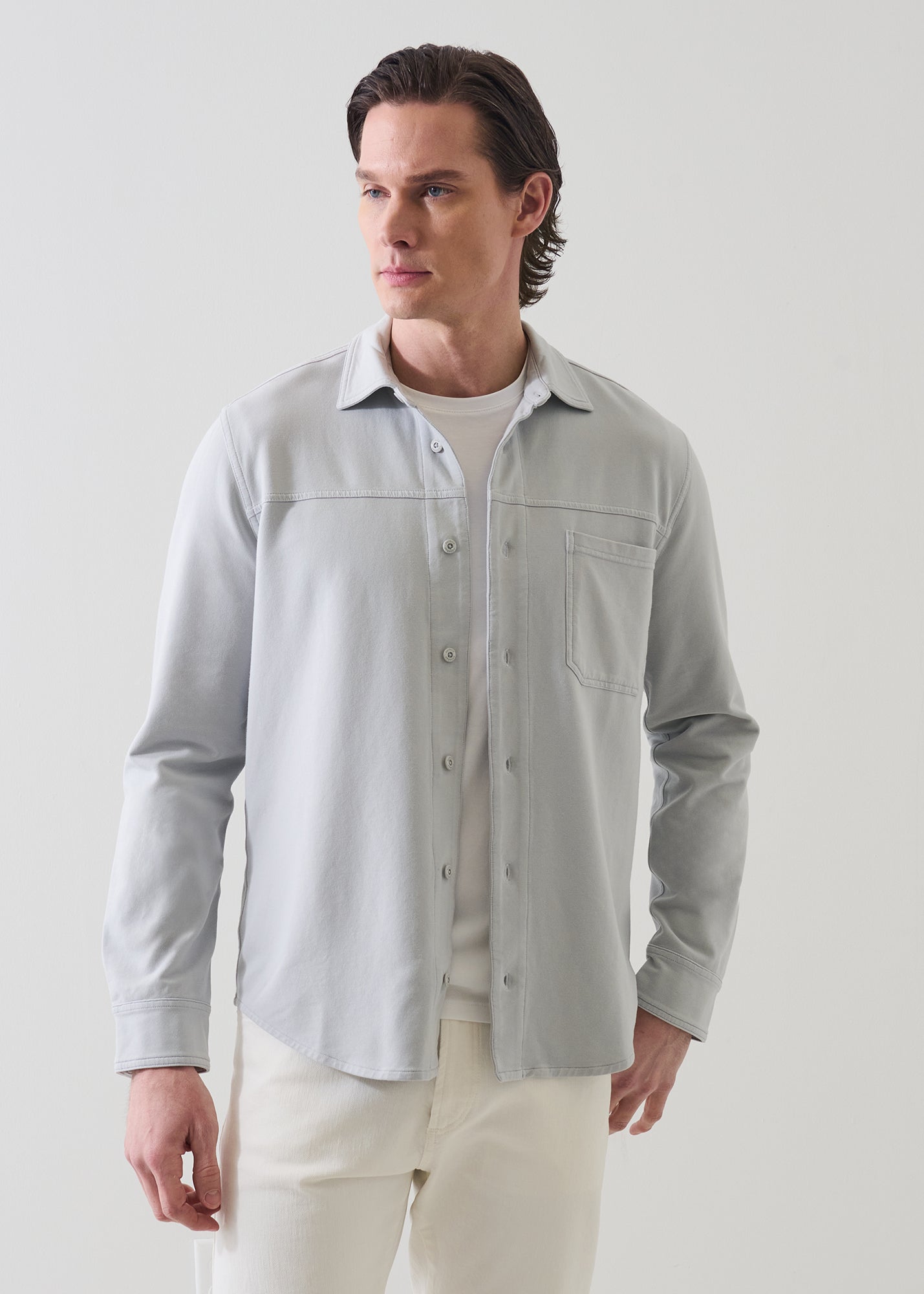 Pima Cotton French Terry Vintage Wash Overshirt - PATRICK ASSARAF