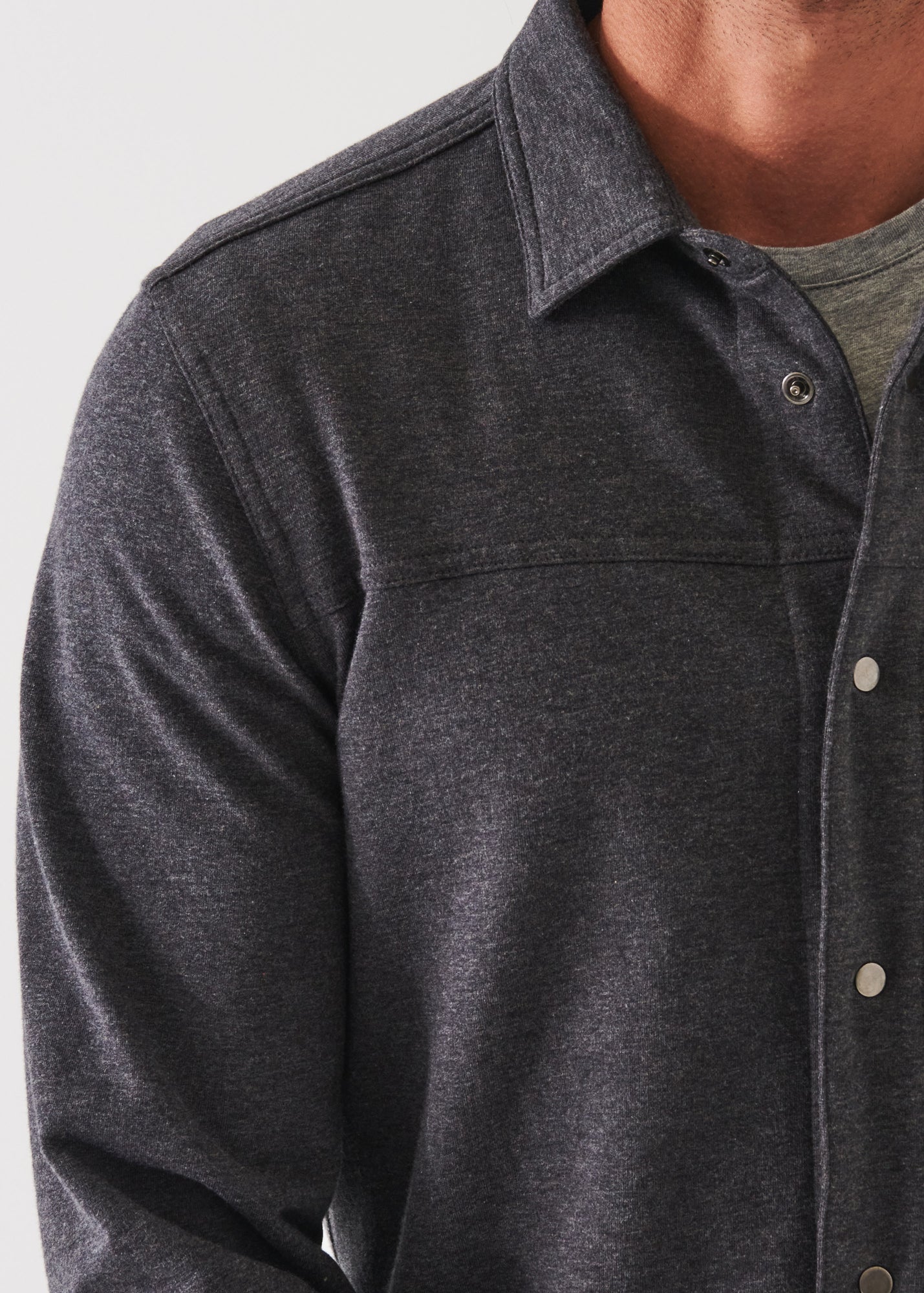 Pima Stretch Fleece Snap-Front Overshirt - PATRICK ASSARAF