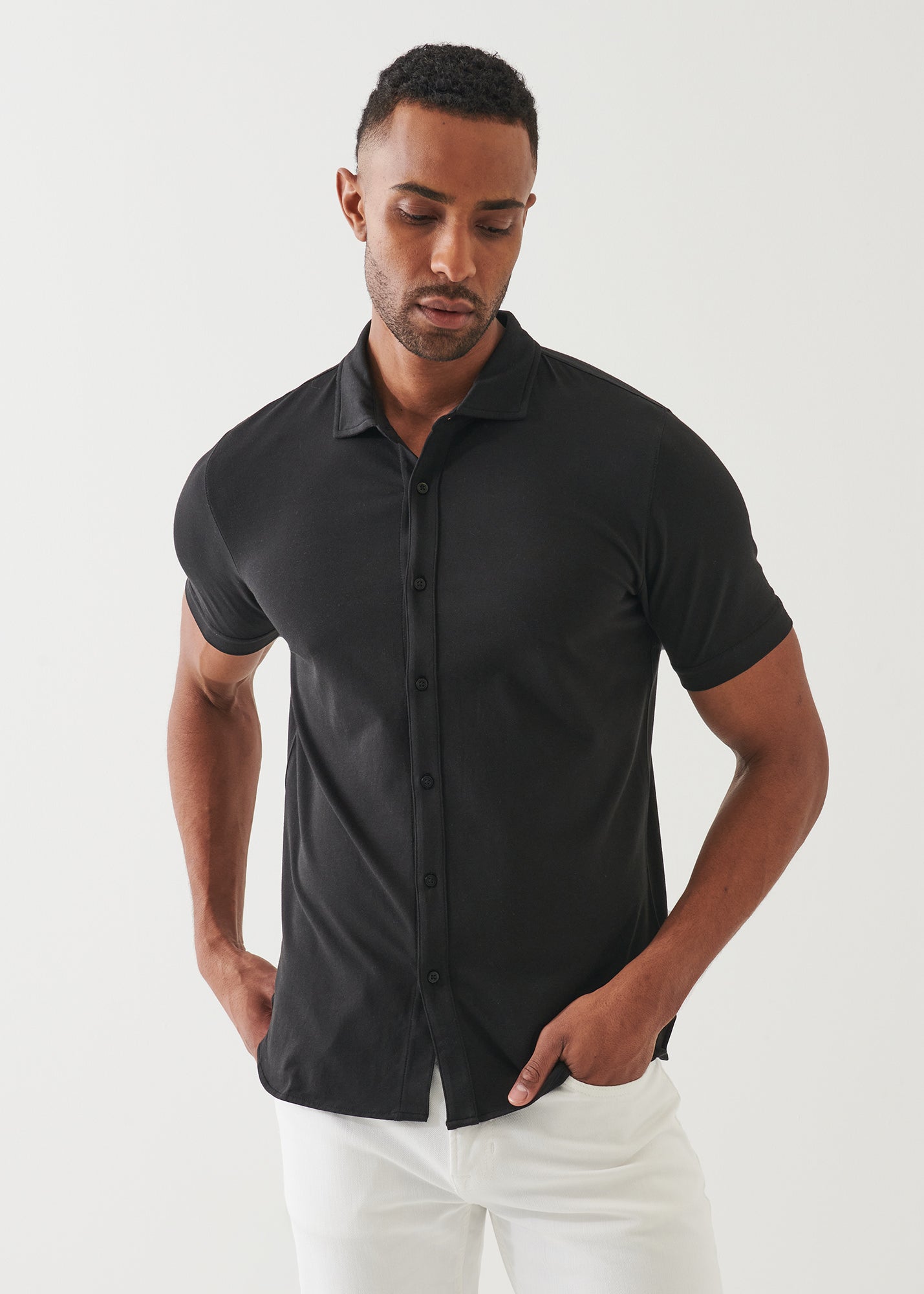 Pima Cotton Stretch Button Front Shirt - PATRICK ASSARAF