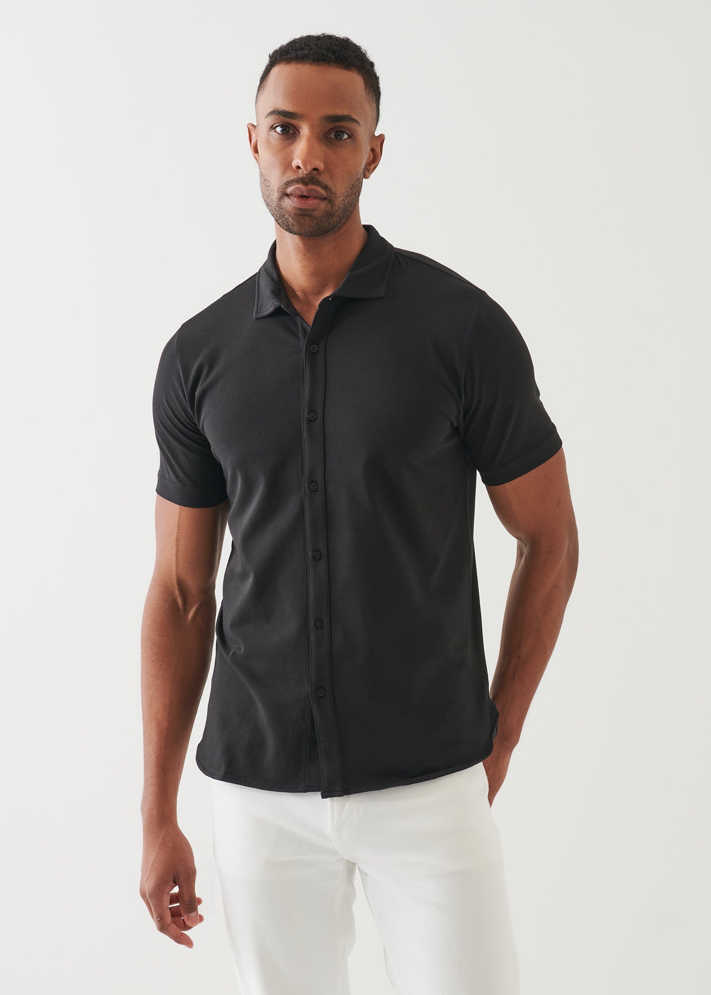 Pima Cotton Stretch Button Front Shirt - PATRICK ASSARAF