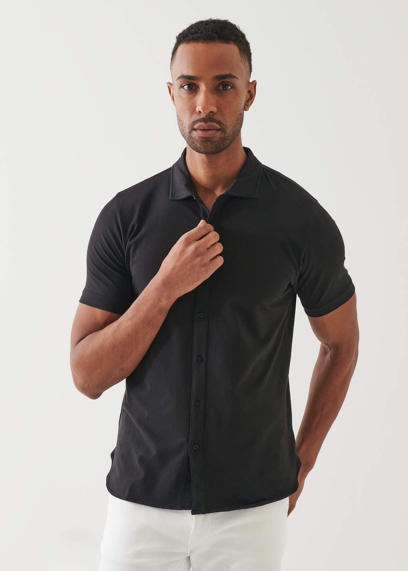 Pima Cotton Stretch Button Front Shirt - PATRICK ASSARAF
