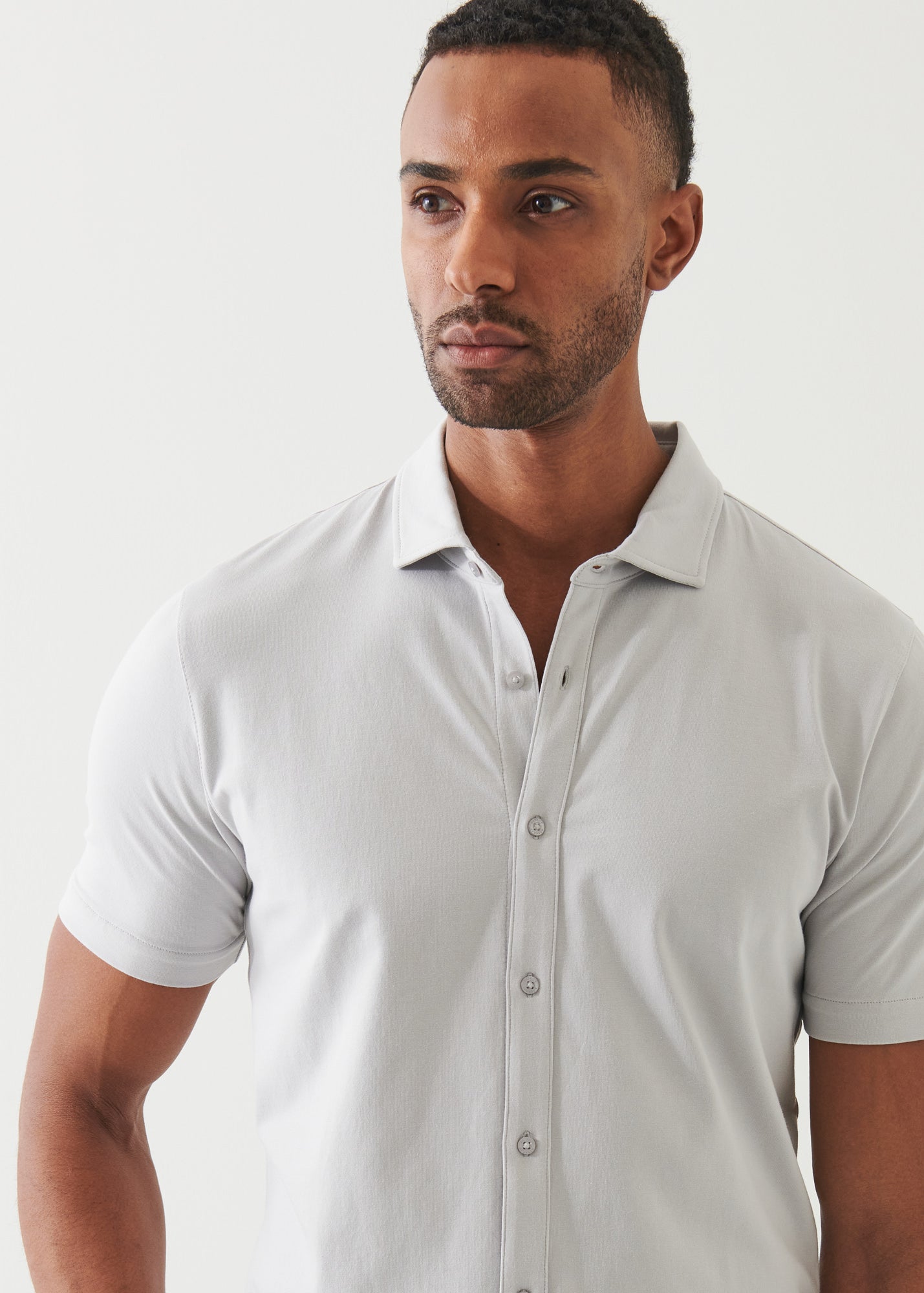 Pima Cotton Stretch Button Front Shirt - PATRICK ASSARAF