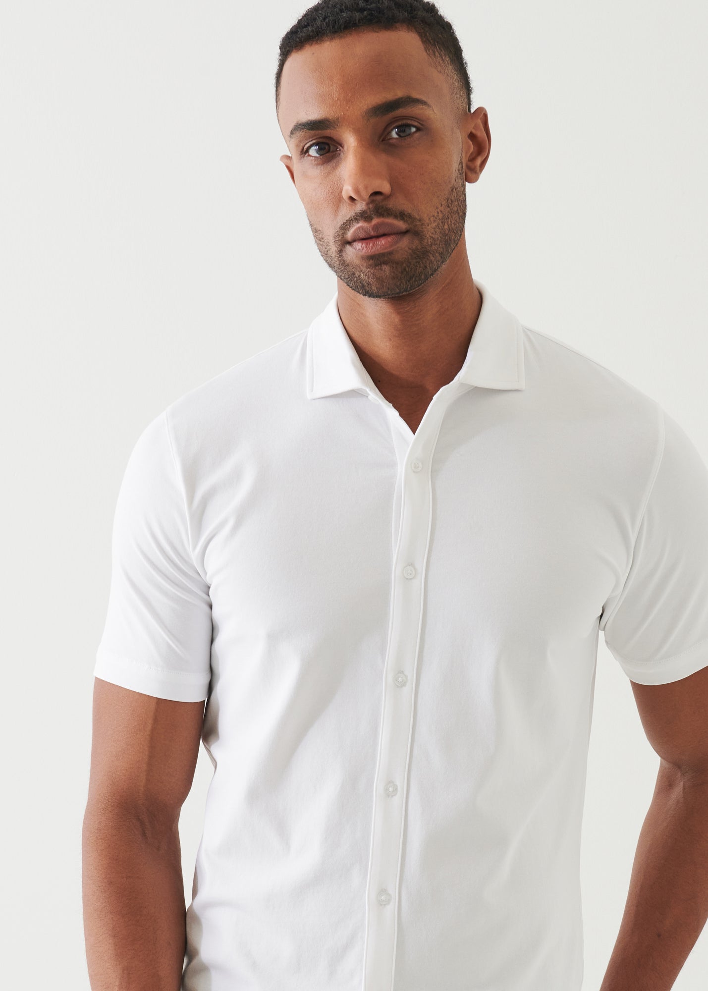 Pima Cotton Stretch Button Front Shirt - PATRICK ASSARAF