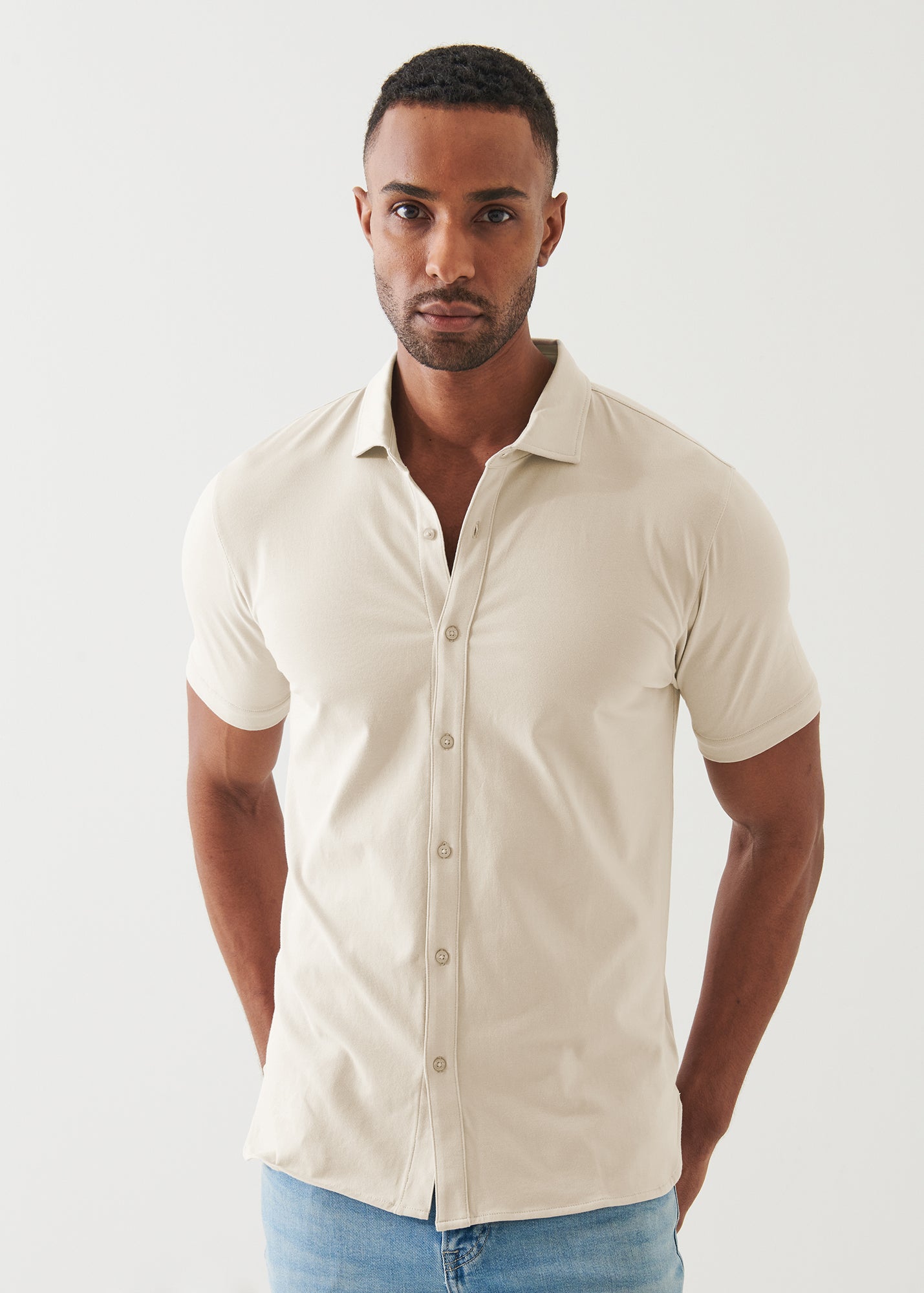 Pima Cotton Stretch Button Front Shirt