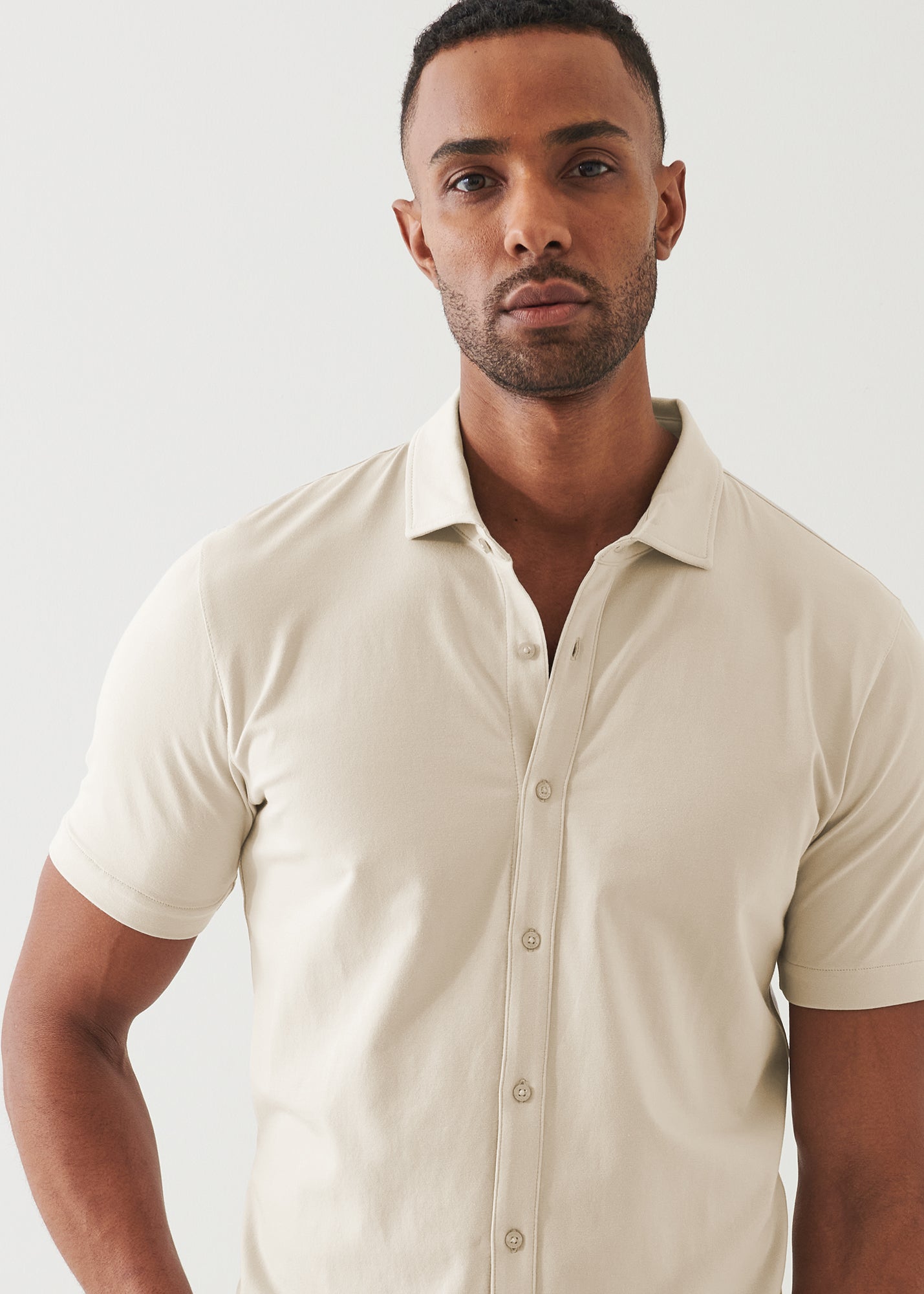 Pima Cotton Stretch Button Front Shirt