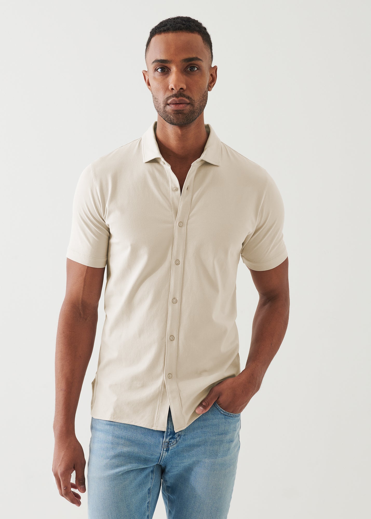 Pima Cotton Stretch Button Front Shirt