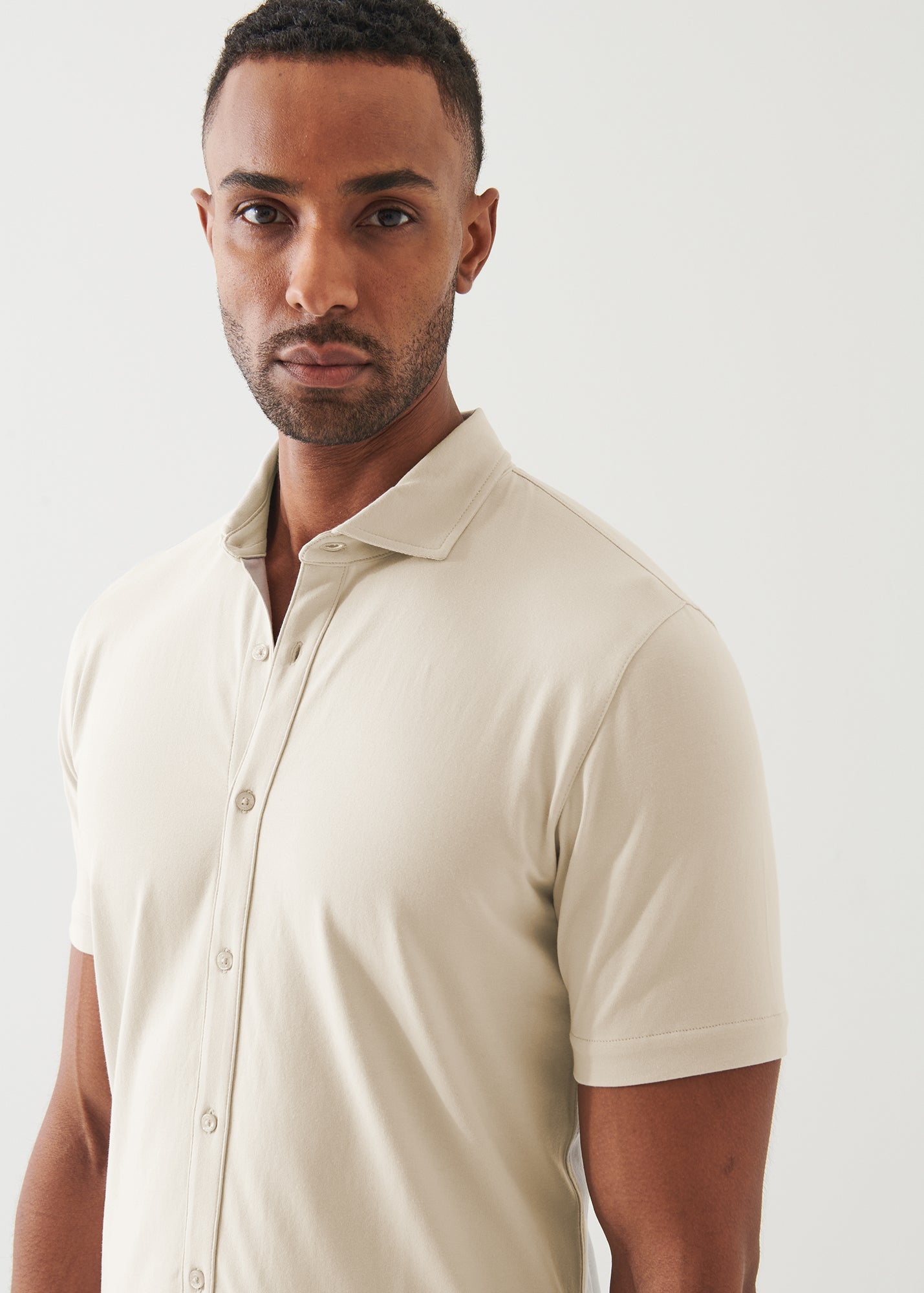 Pima Cotton Stretch Button Front Shirt